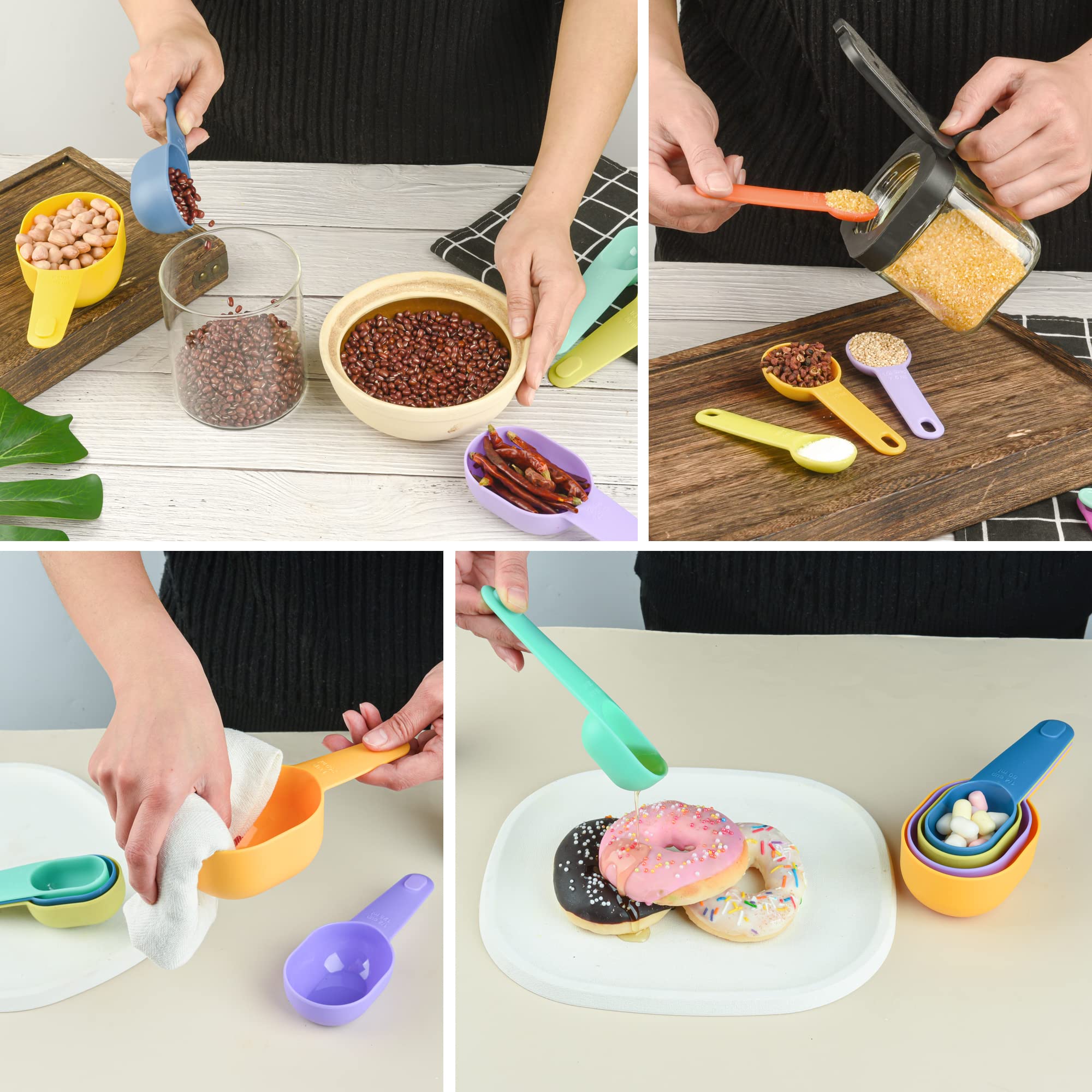 Rainbow Plastic Measuring Cups and Spoons Set - 5 Measuring Cups & 6 Spoons for Baking, Cooking, and Kitchen Use - Colorful Measuring Tools for Precise Liquid & Dry Ingredients - Perfect for Home Bakers, Chefs, and Cooking Enthusiasts
