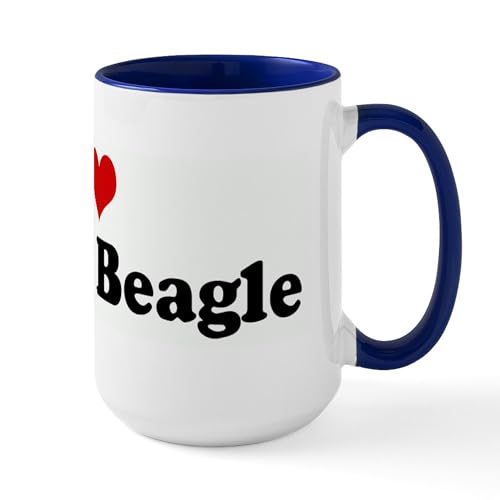 White/Navy Inside - I Love My Fat Beagle Large Mug