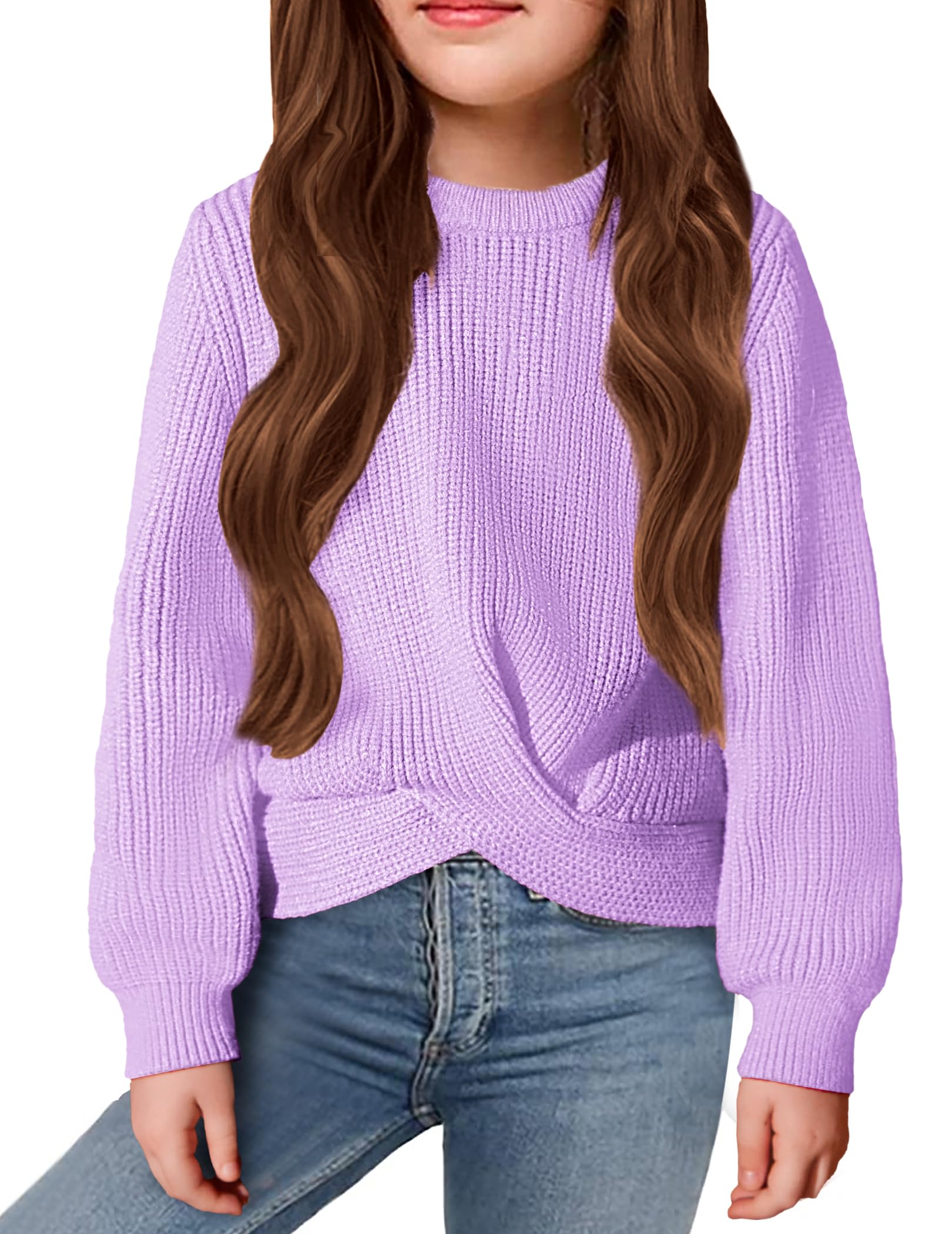 Arshiner Girls' Sweaters for Kids - Cute Twist Front Knit Pullover Jumper for Fall & Winter | Warm & Stylish for School, Playdates & Holiday Outfits