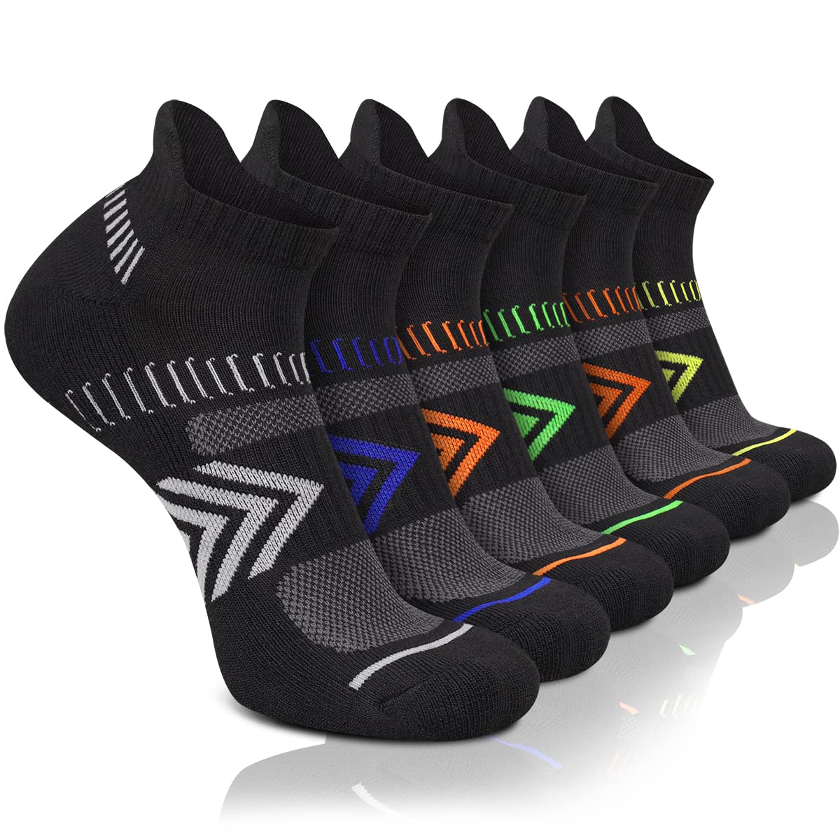 Heatuff 6 Pairs Men's Athletic Ankle Socks - Low Cut Running Socks with Cushion & Breathable Fabric for Sports, Gym & Daily Wear - Performance Socks for Jogging, Workout & Casual Use