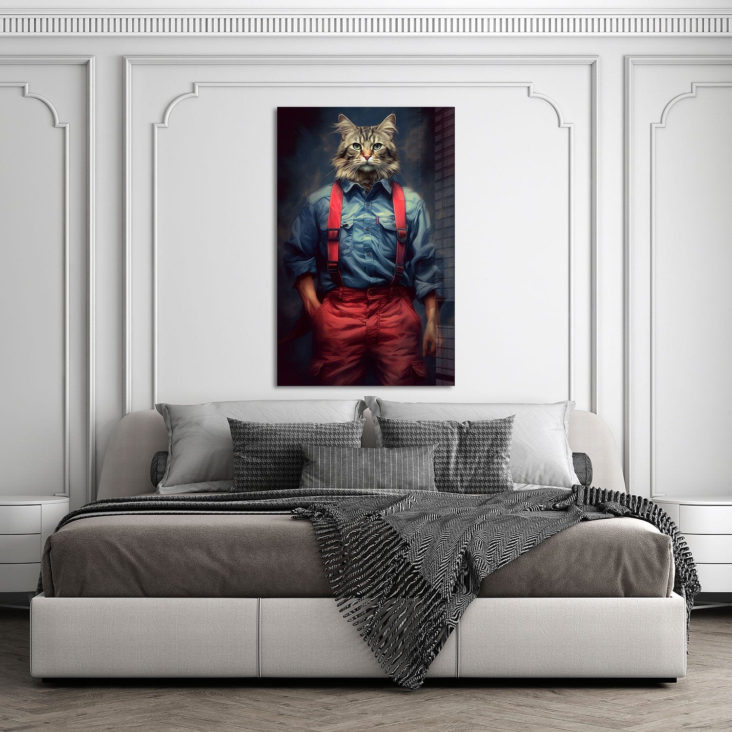 Mr. Cat Premium Tempered Glass Wall Art - Elegant Home Decor for Living Room, Bedroom & Office