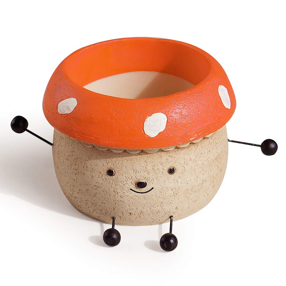 Cute Mushroom Shaped Resin Flower Pots - Doll Design Decorative Planter for Indoor & Outdoor Plants, Succulents, Cactus, Bonsai - Perfect for Home, Office, Garden Decor & Gift Giving