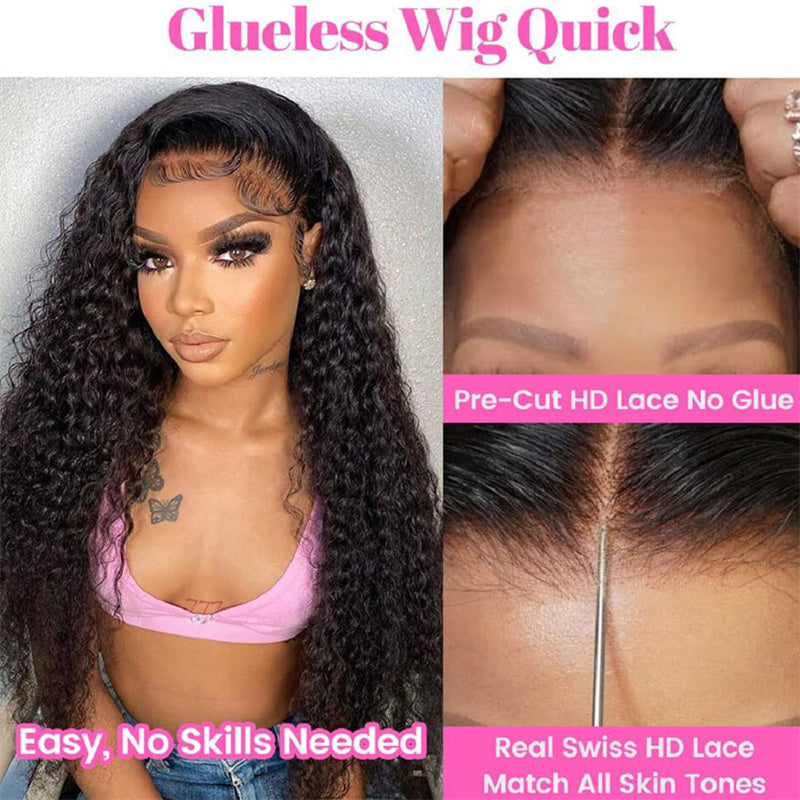 Eullair Wear Go Glueless Wig - Water Wave 6x4 5x5 HD Lace Closure Human Hair Wigs for Women | Pre-Cut Lace, Natural Hairline & Beginner Friendly | Perfect for Daily Wear, Parties & Special Occasions