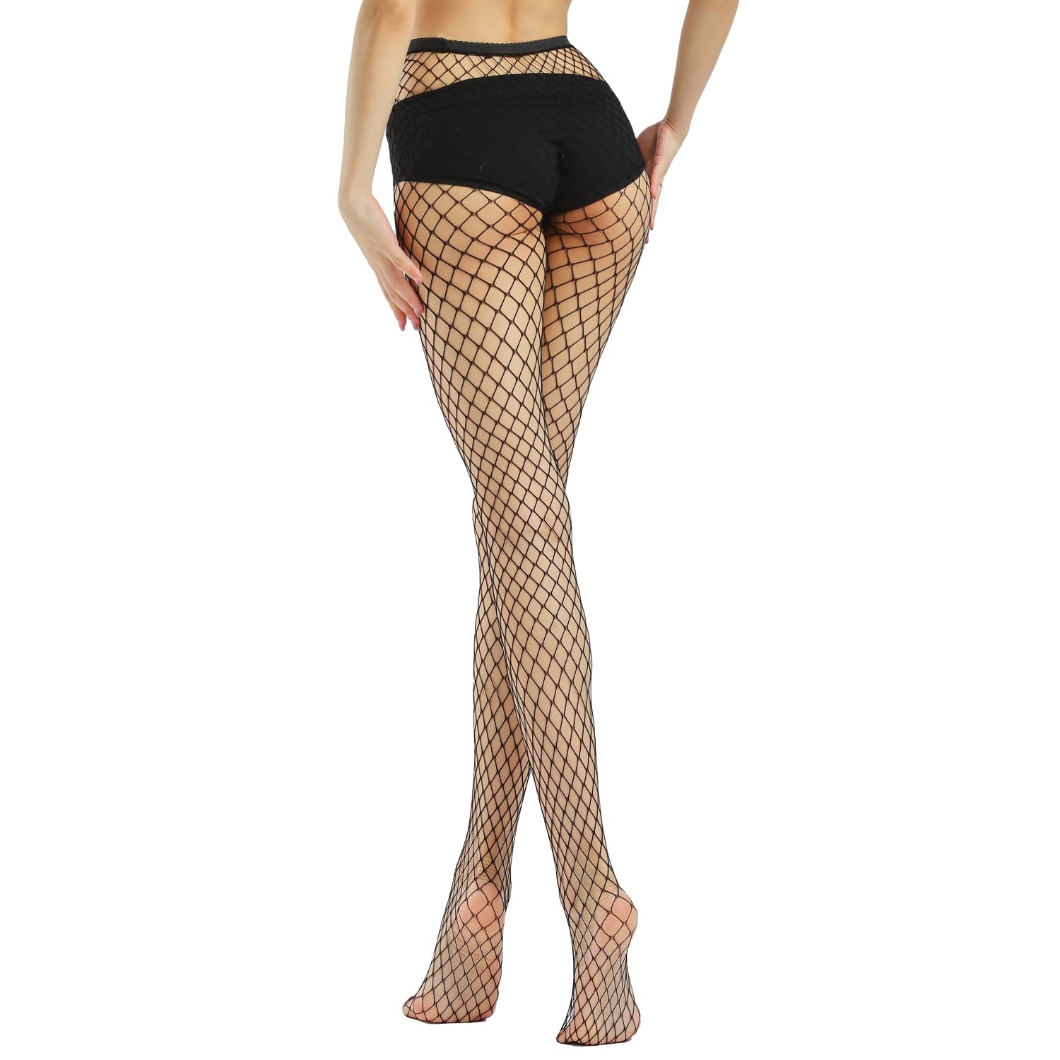 AOUN&HOUN Women's Fishnet Stockings - Thigh High Pantyhose, High Waist Sexy Tights for Halloween, Cosplay & Night Out