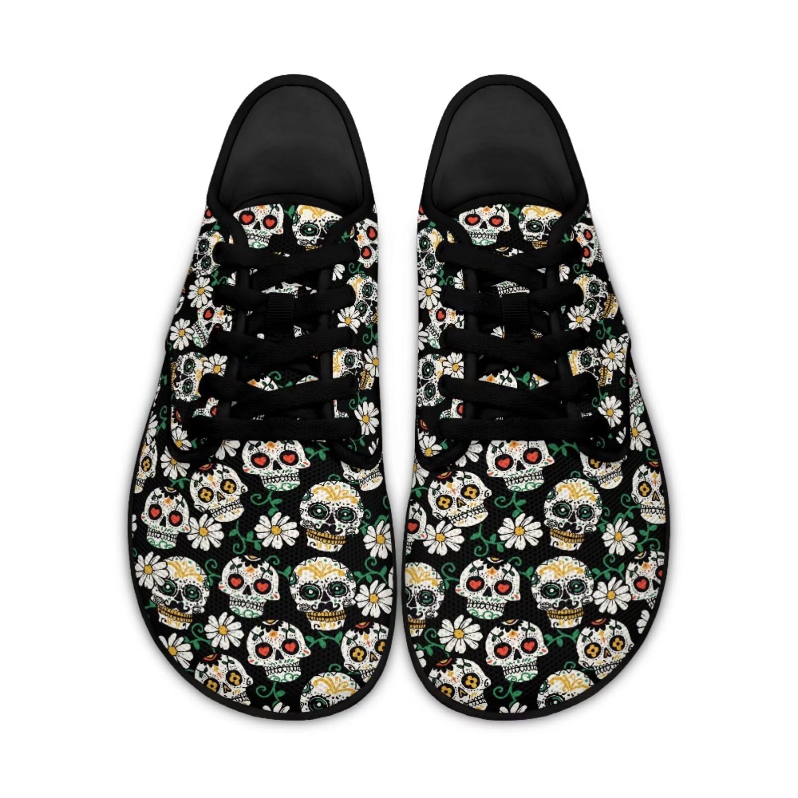 Skull Print Women's Minimalist Barefoot Shoes - Slip On Sneakers for Hiking, Walking & Travel | Fashion Low-Top Shoes for Outdoor Activities & Casual Wear
