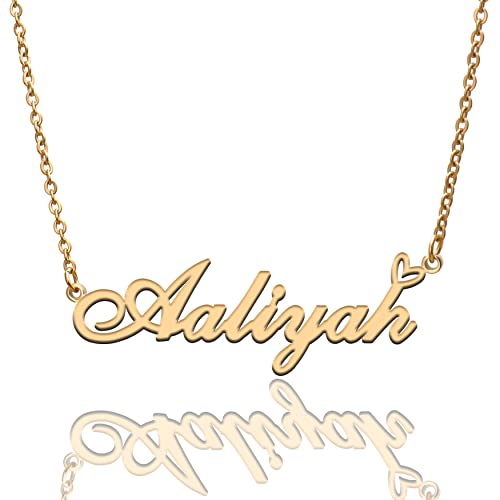 Personalized Custom Name Necklace for Women - 18K Gold Plated Heart Pendant with Engraved Name - Perfect Gift for Girlfriend, Mom, Daughter, Wife - Birthday, Christmas, Anniversary Jewelry - Ideal for Date Nights, Weddings, Mother's Day & Special Occasions