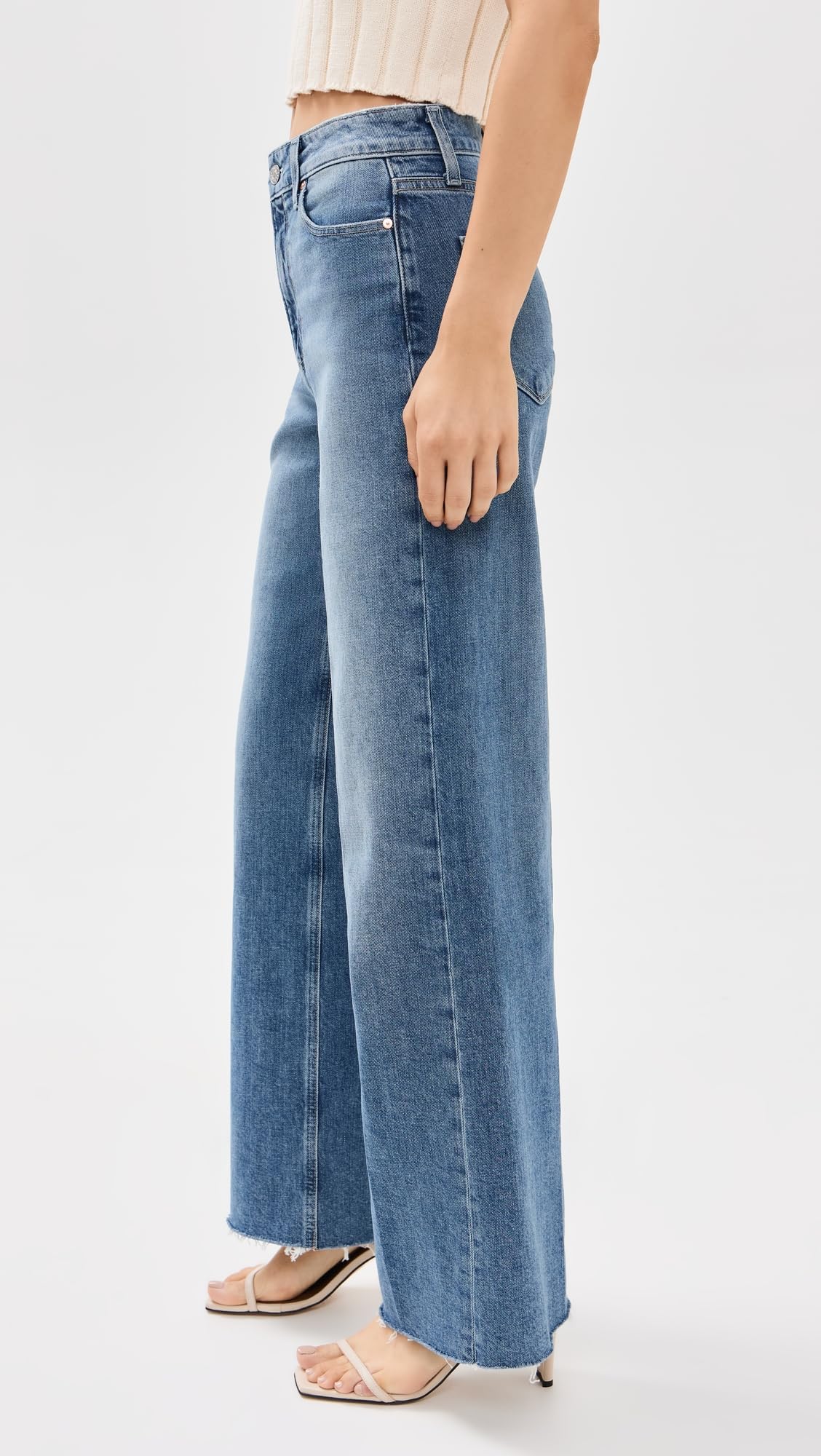 PAIGE Women's Anessa Raw Hem Jeans - High Waist Distressed Denim for Casual Wear & Everyday Style | Perfect for Outfits with Boots or Sneakers