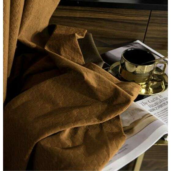 Luxury Jacquard Velvet Woven Design Curtains - Orange | Elegant Home Decor for Living Room, Bedroom & Dining Room | Blackout Thermal Insulated Window Drapes