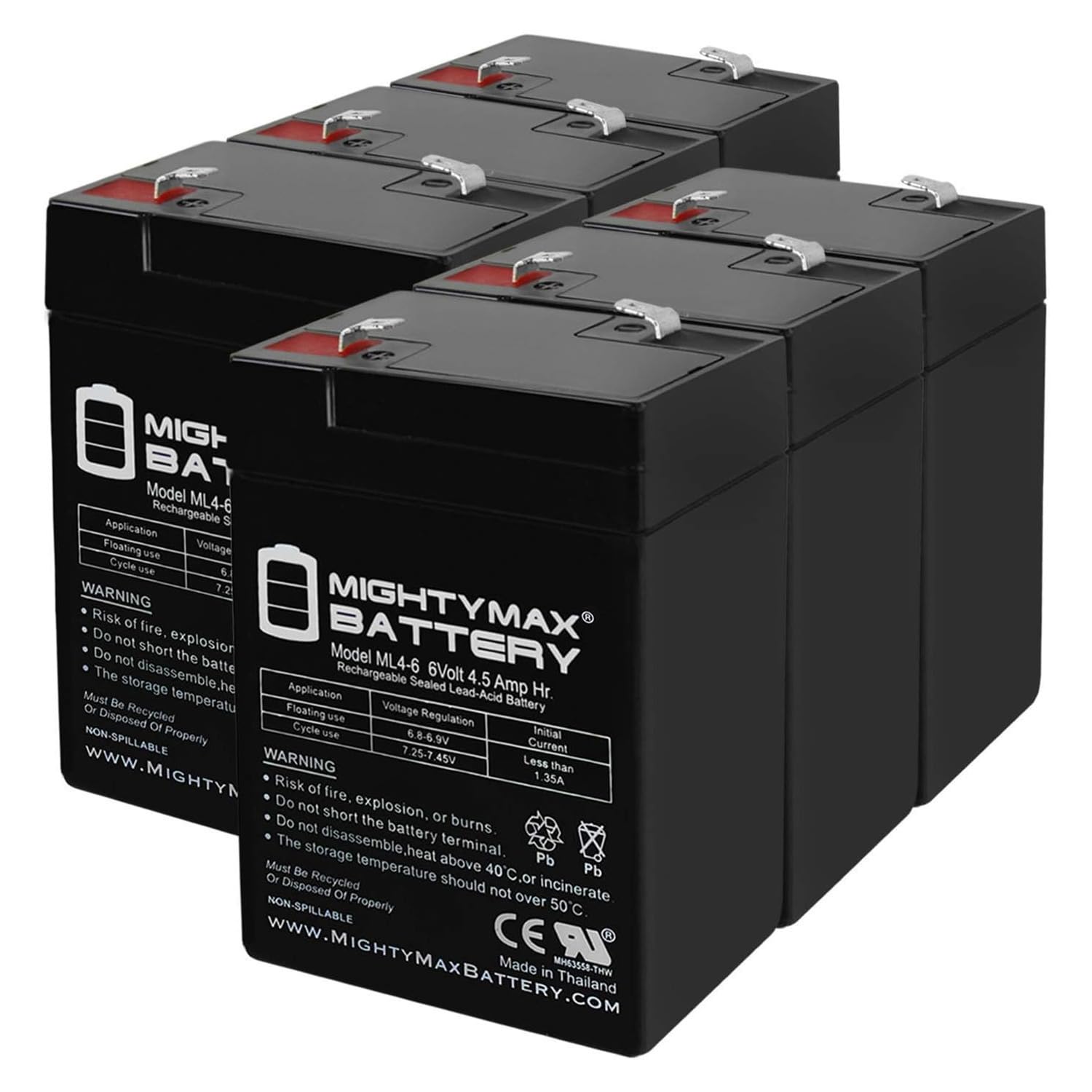 Mighty Max Battery ML4-6 - 6V 4.5AH Replacement Battery for APC UPS Systems - 6 Pack - Perfect for Computer Backup Power, Home Office & Emergency Power Supply