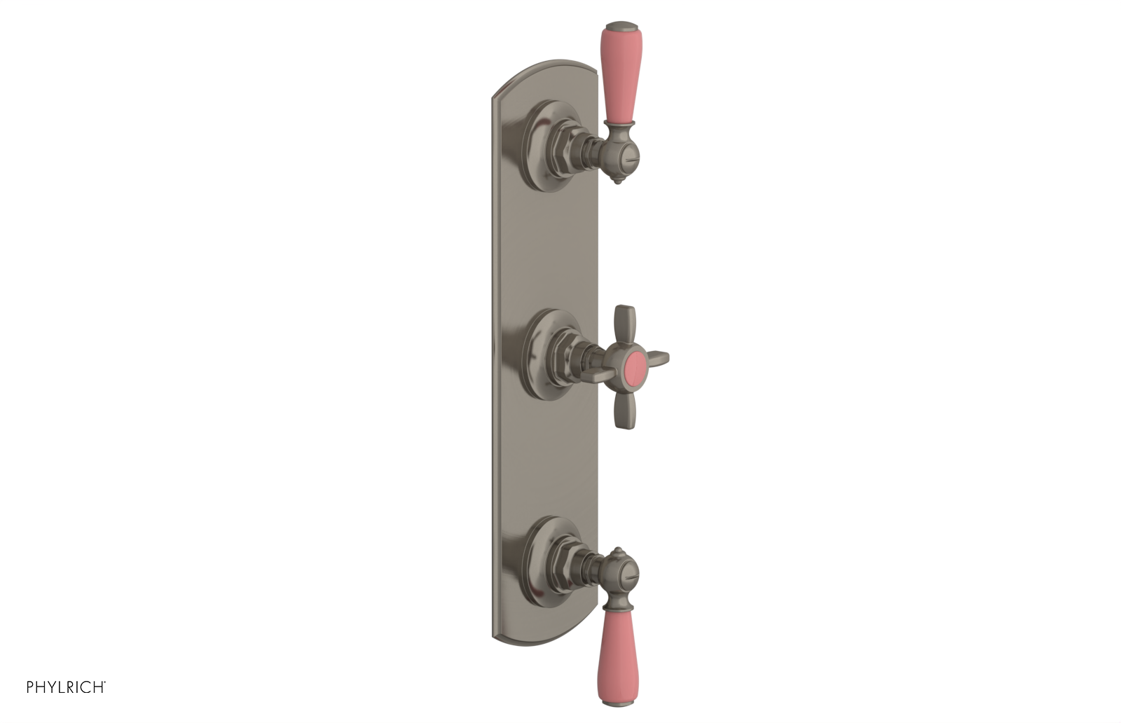 Jamestown Thermostatic Shower Valve with Dual Volume Control - Pink Accented Bathroom Fixture for Modern & Vintage Bathroom Renovations