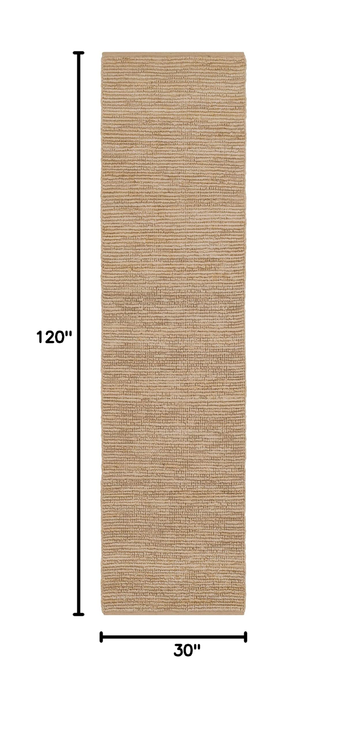 Hauteloom Glover Jute Hallway & Kitchen Runner Rug - Natural Fiber, Beige, 2'6