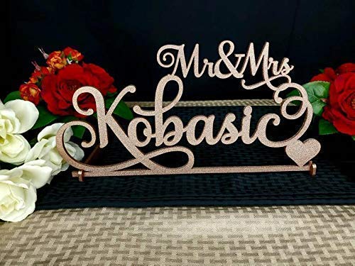 Personalized Mr and Mrs Sign with Last Name - Custom Wedding Sweetheart Table Decor - Elegant SAM Font - Perfect for Wedding Reception, Anniversary, or Romantic Home Decor