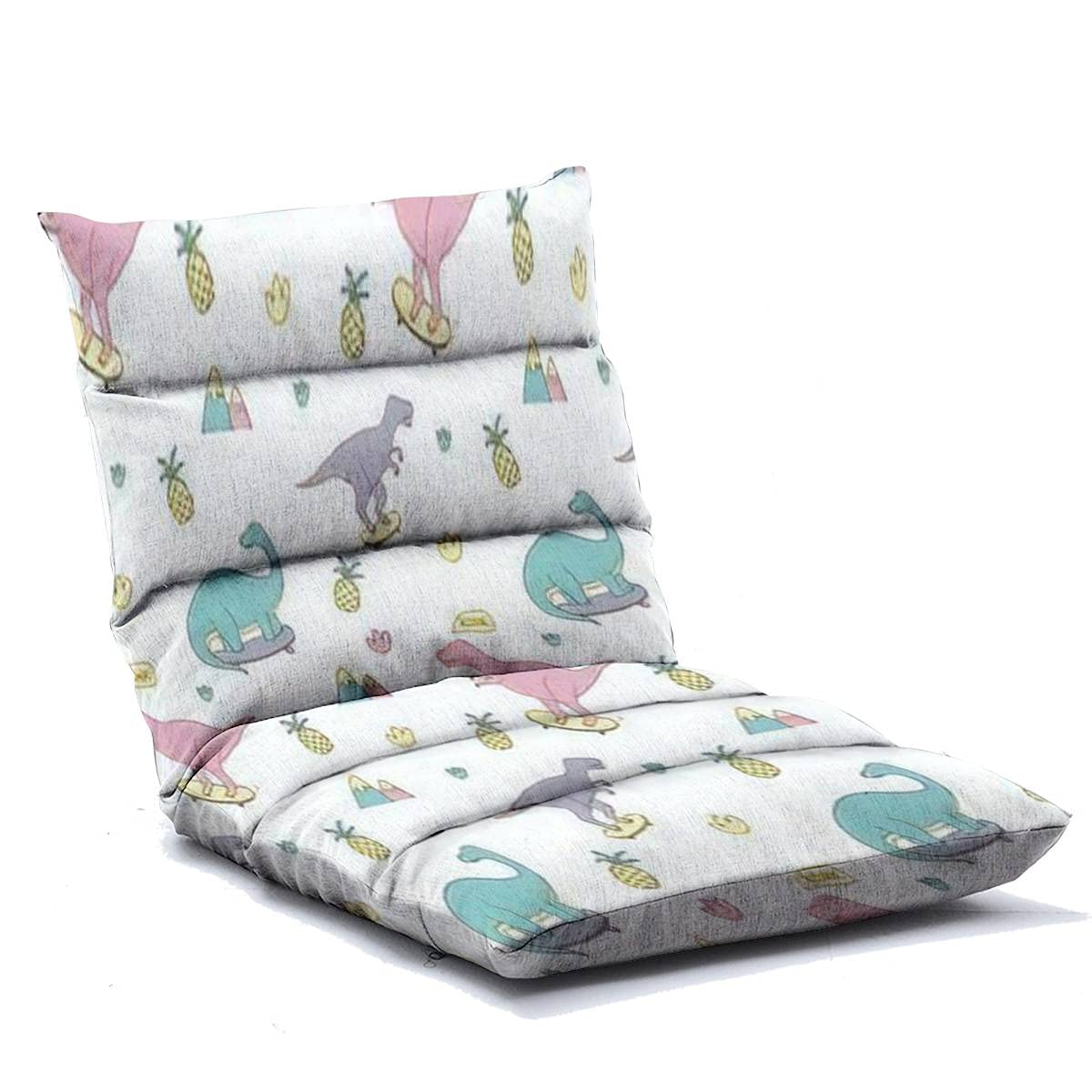 Dinosaur Floor Lounger - Adjustable 6-Position Memory Foam Folding Sofa Chair with Cool Skateboard Dinosaur Design for Kids & Adults - Perfect for Home, Reading, Watching TV, Gaming and Relaxation
