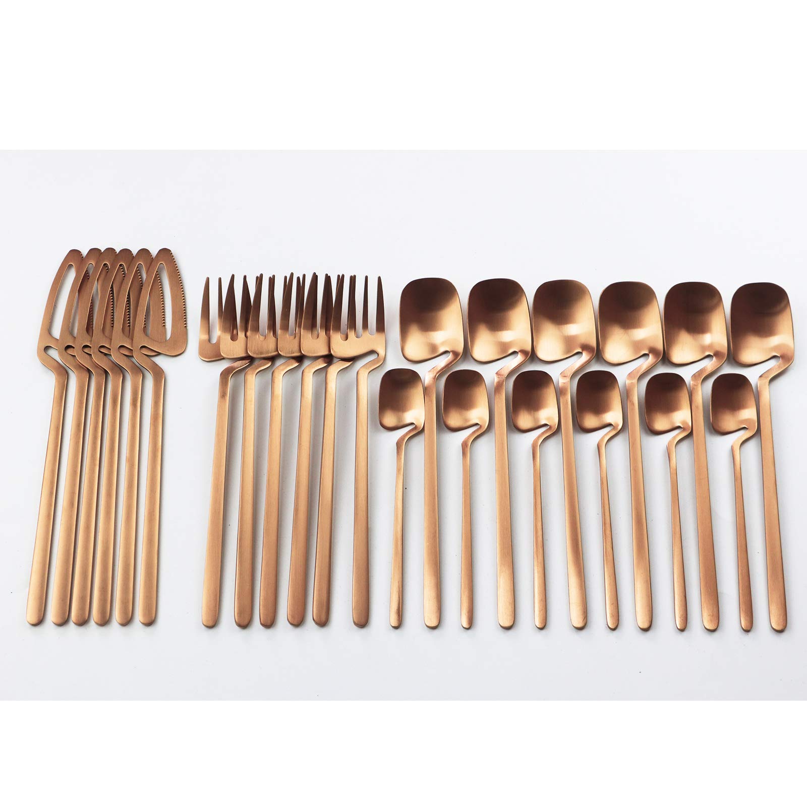 24-Piece Copper Dinnerware Set - 304 Stainless Steel Cutlery with Matte Finish (Forks, Spoons, Knives) - Elegant Flatware Set for Dining & Entertaining - Perfect for Restaurants, Weddings & Dinner Parties