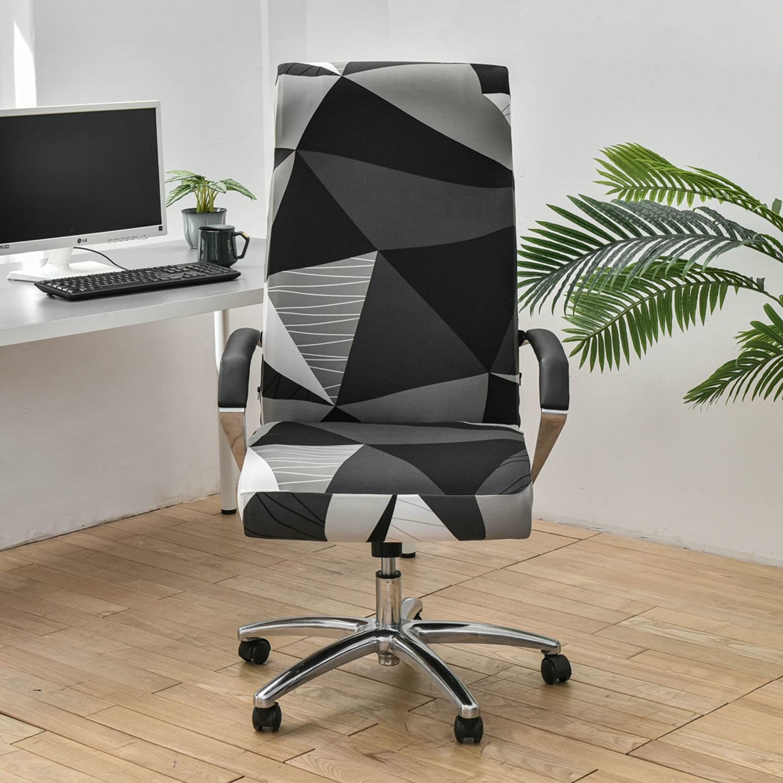 Breathable Stretch Office Chair Cover - Printed Spandex Slipcover for Computer & Desk Chairs (Large, Rotating) - Perfect for Home Office & Conference Rooms