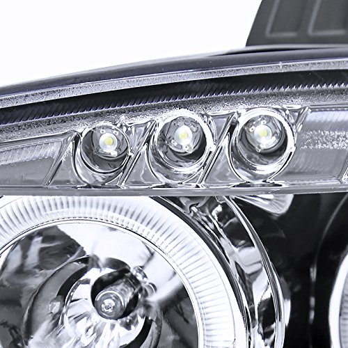SPEC-D TUNING LHP-MX501-TM LED Halo Projector Headlights - Compatible with Mazda Miata MX5 (1990-2005) - Chrome Clear Housing - Upgrade Your Night Driving & Car Styling