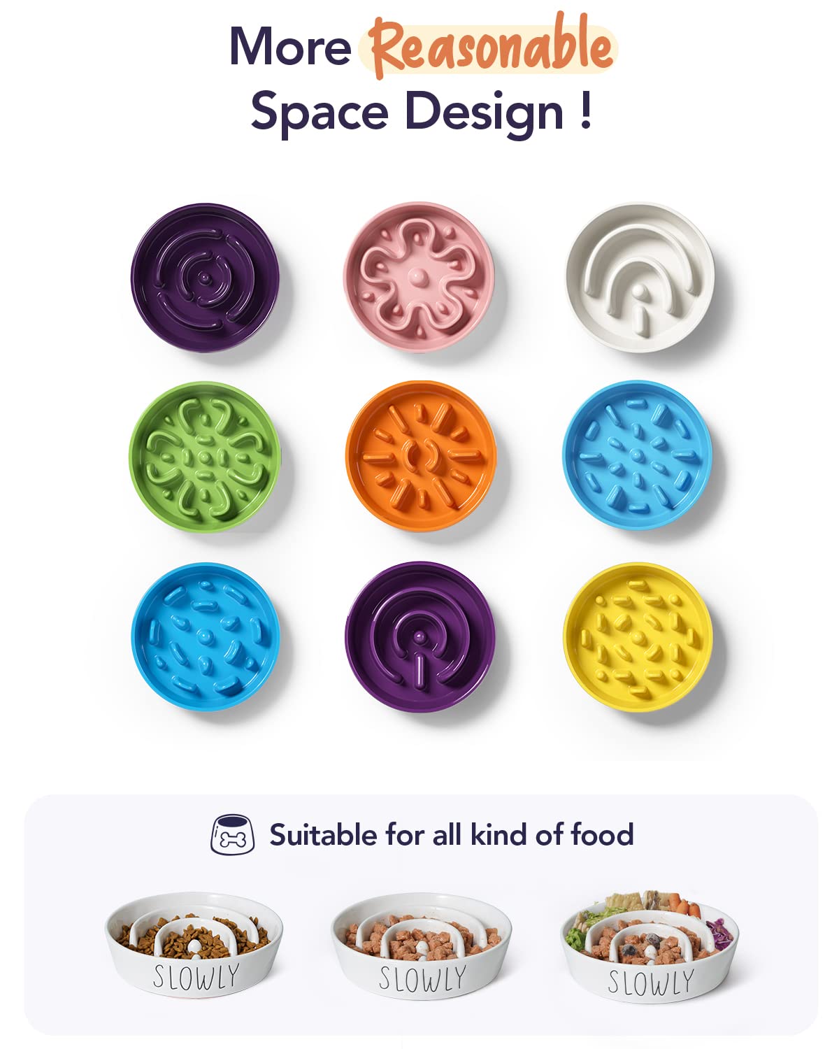 Slow Feeder Dog Bowl - 1.5 Cup Ceramic Puzzle Feeder for Small & Medium Dogs | Maze Design Food Bowl for Puppies & Fast Eaters | White Pet Dish to Control Eating Speed | Perfect for Mealtime Enrichment & Digestion Aid