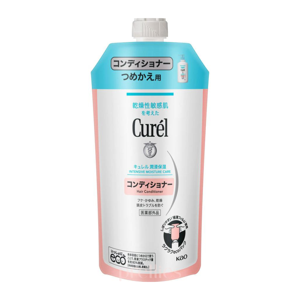 Curel Intensive Moisture Care Conditioner Refill 340ml - Fragrance-Free Hydrating Hair Treatment for Dry & Sensitive Scalp - Perfect for Daily Hair Care Routine & Post-Color Treatment