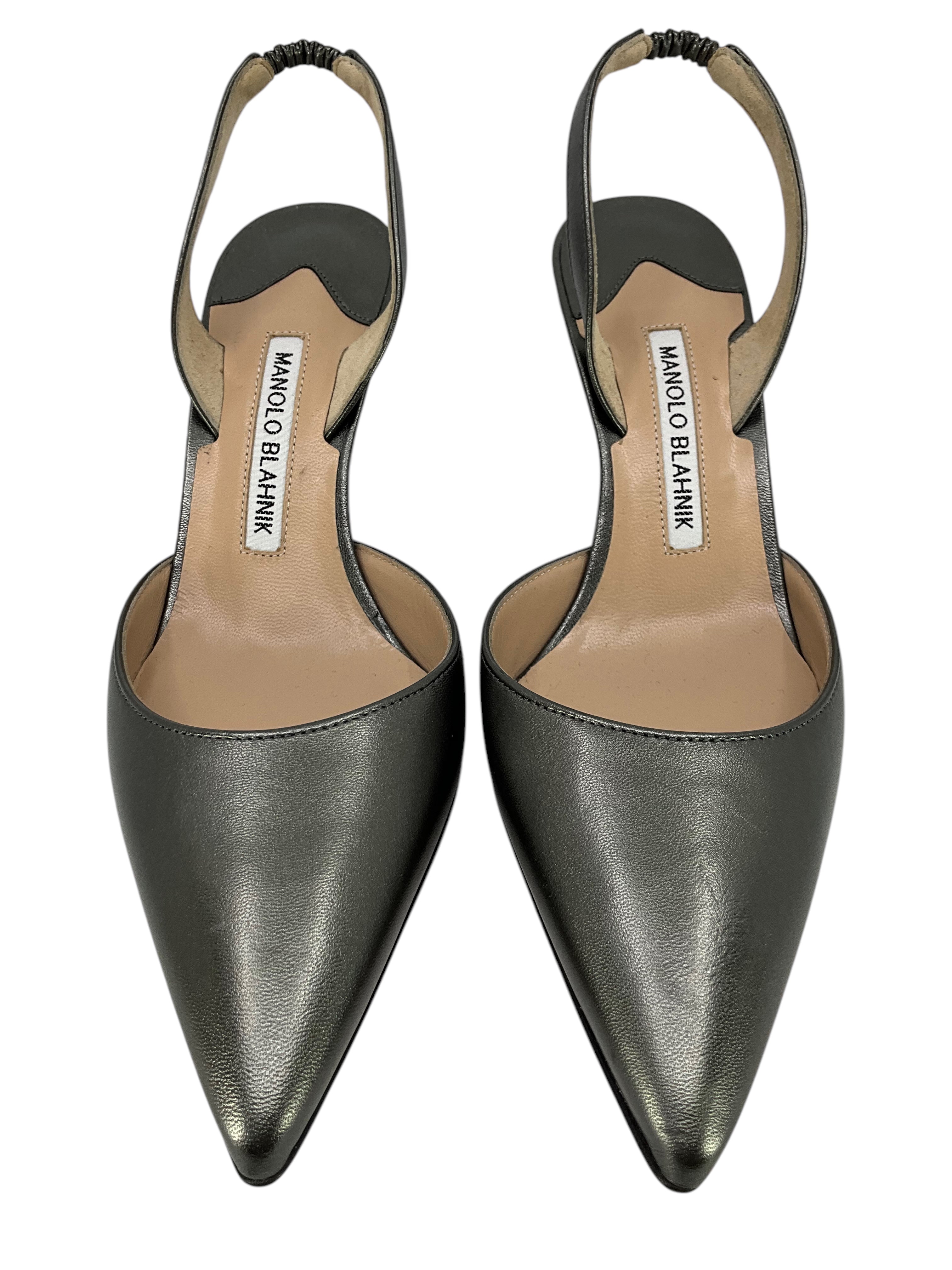 Manolo Blahnik Leather Carolyne Slingback Pumps - Women's Size 7 US | Elegant High Heel Shoes for Weddings, Parties & Office Wear