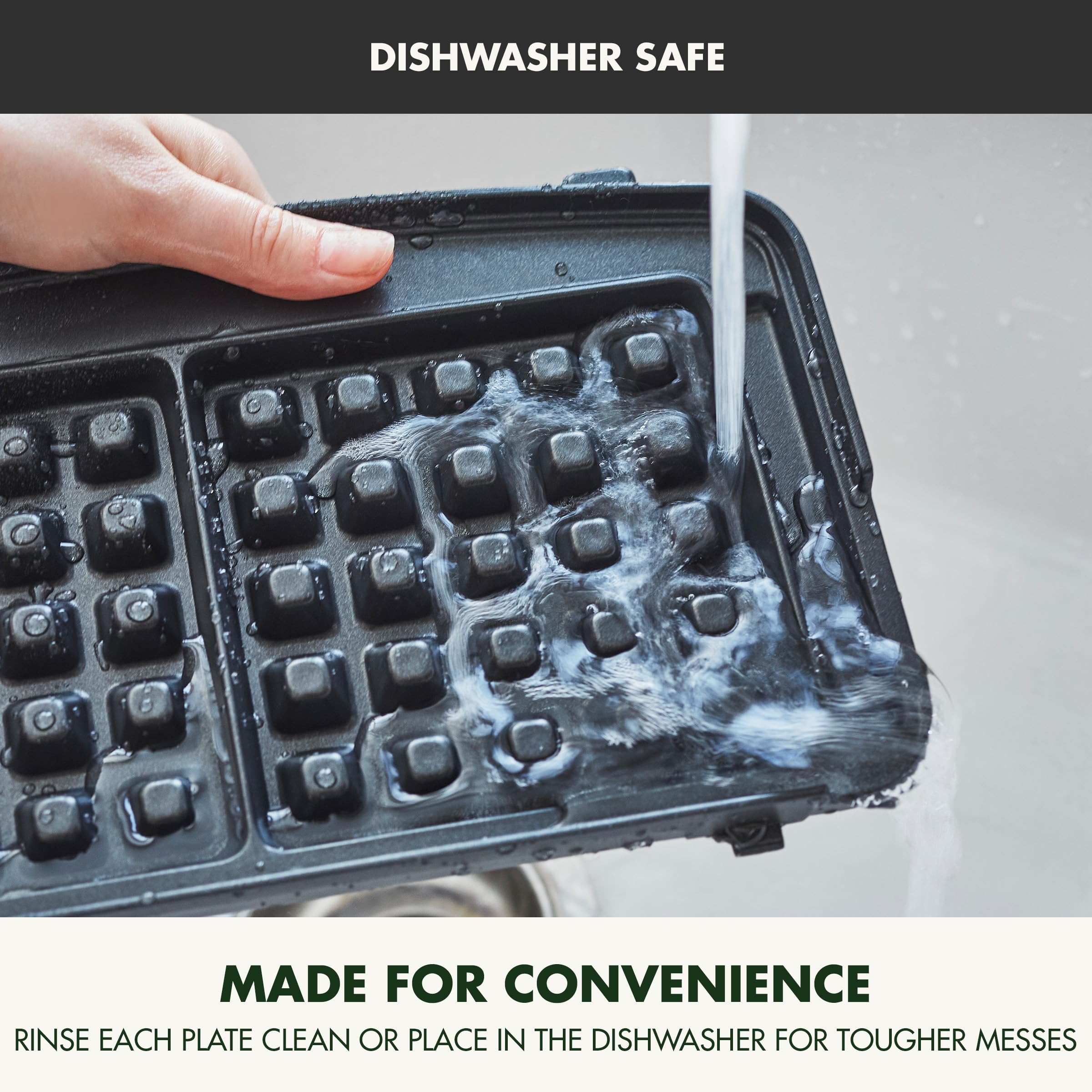 GreenPan Elite 2-Square Belgian & Classic Waffle Maker with Healthy Ceramic Nonstick Coating, Dishwasher Safe Plates, Adjustable Browning Control, Overflow Protection - Perfect for Breakfast, Brunch and Family Gatherings - Stainless Steel Design