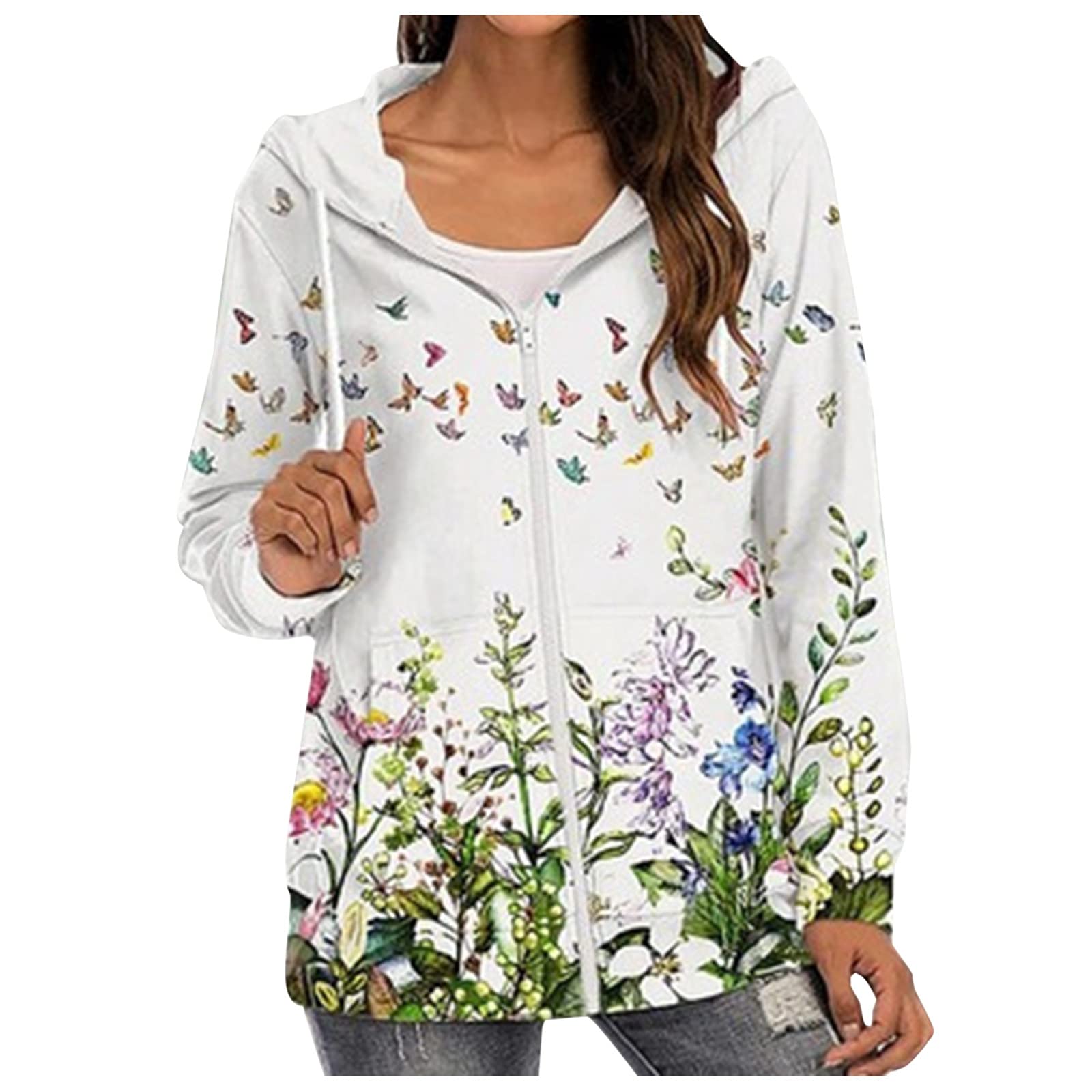 Women's Winter Fleece Hooded Jacket - Soft Plush Long Sleeve Printed Coat for Casual Wear | Warm Outdoor Activities & Daily Comfort