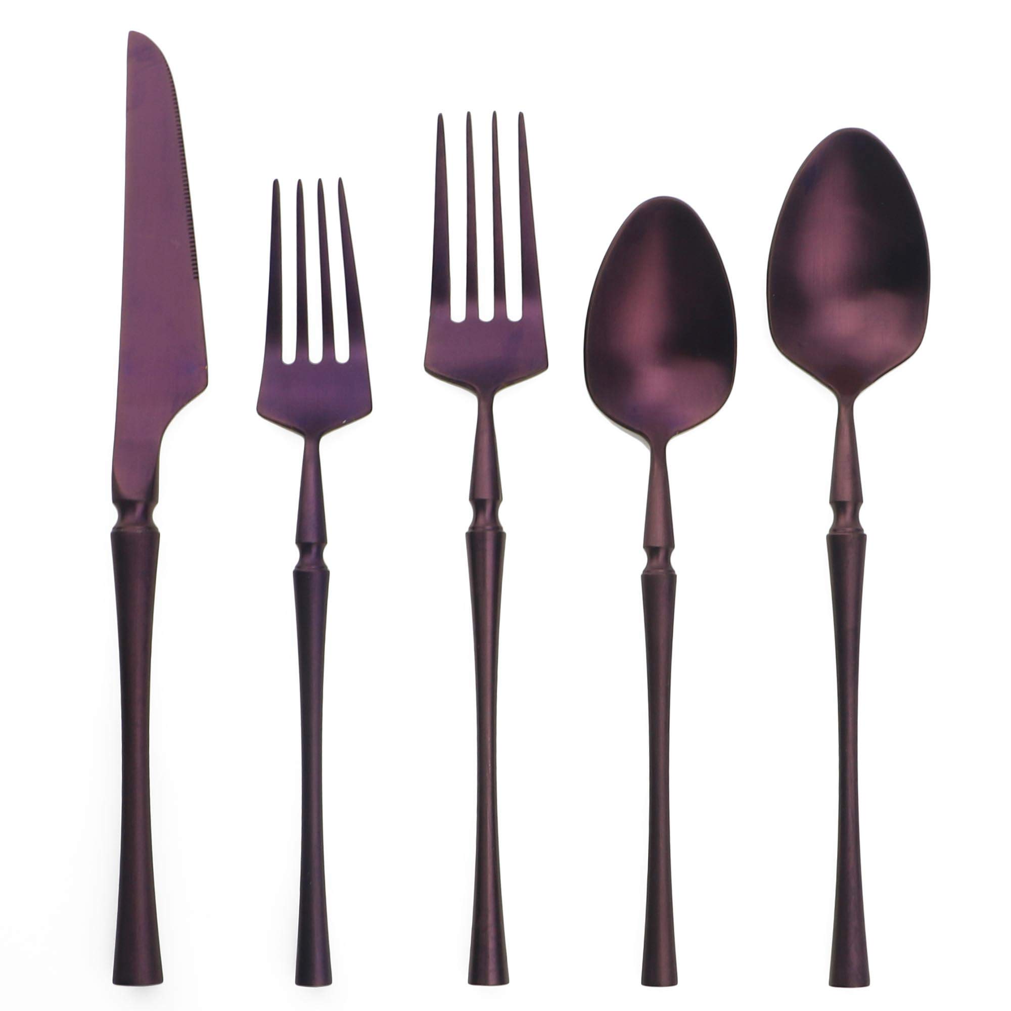 20-Piece Luxury 18/10 Stainless Steel Flatware Set - Matte Purple Silverware for Dining, Wedding & Gift - Durable Cutlery Set for Restaurants, Home & Special Occasions