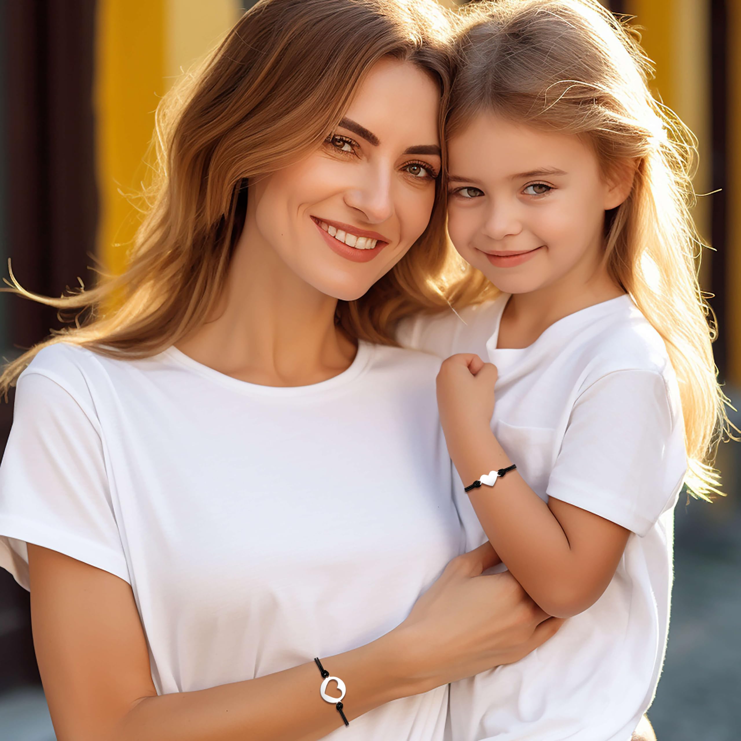**Matching Heart Love Bracelet Set for Aunt & Nieces (2/3/4/5 Pcs) - Perfect Gift for Mother's Day, Birthday, Valentine's Day - Jewelry for Women, Family Bonding & Special Occasions**