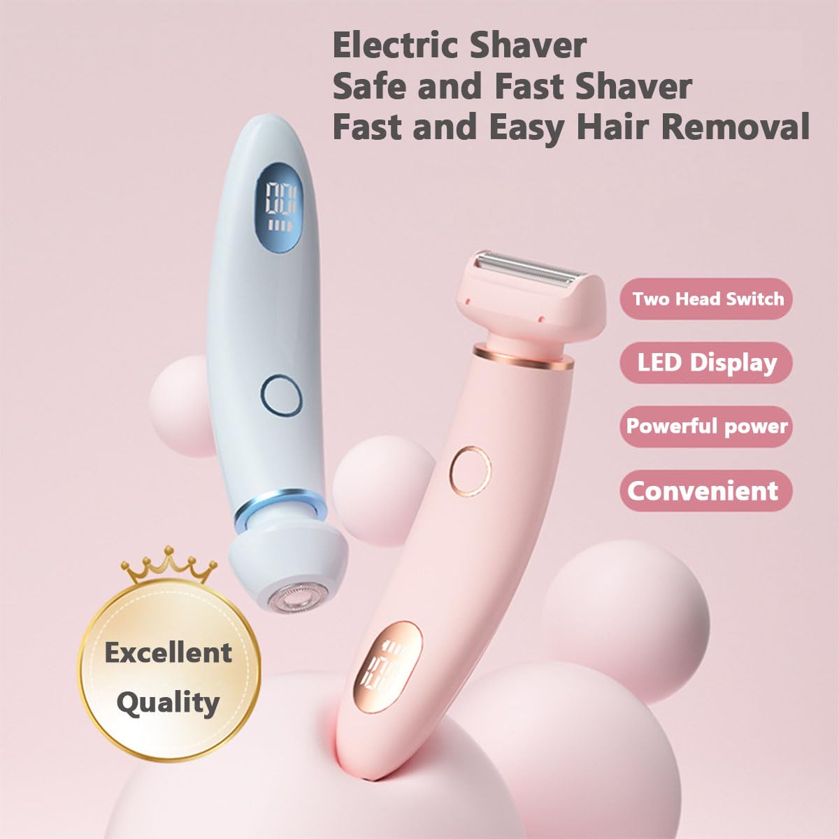 Solys Pink Waterproof Electric Razor for Women - Cordless Bikini Trimmer & Body Hair Remover for Legs, Underarms & Sensitive Areas - Smooth Shaving for Travel & Daily Use