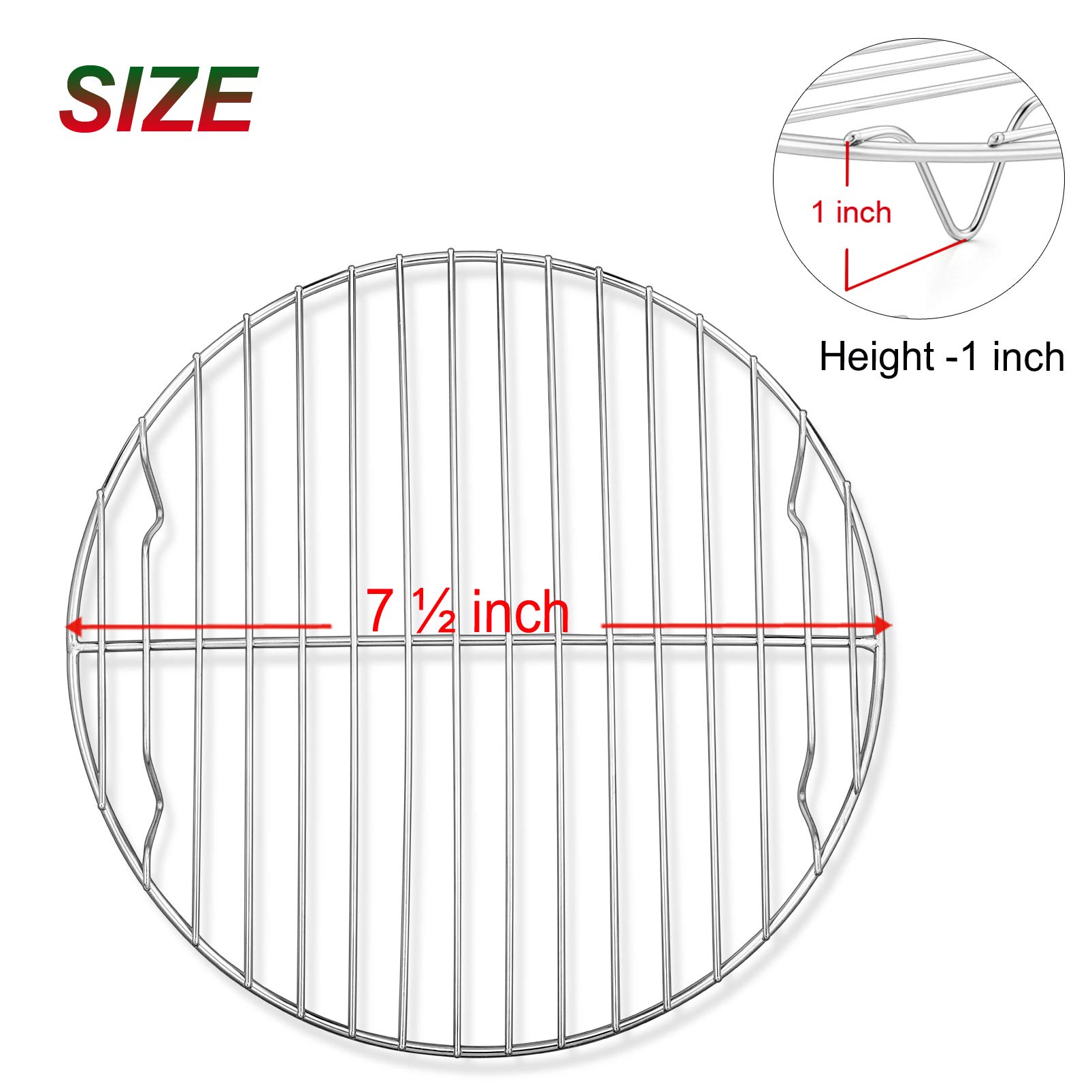 P&P CHEF Stainless Steel Cooking Rack - 2 Pack Round Baking Rack for Air Fryer, Pressure Cooker, Oven - Perfect for Steaming, Cooling & Baking - Dishwasher Safe 7.5 Inch - Ideal for Meal Prep, Roasting Veggies & Reheating Leftovers
