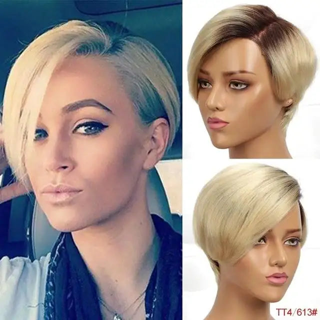 Candace Short Lace Front Human Hair Wig - Natural Looking Synthetic Hairpiece for Women, Perfect for Daily Wear, Cosplay & Special Occasions