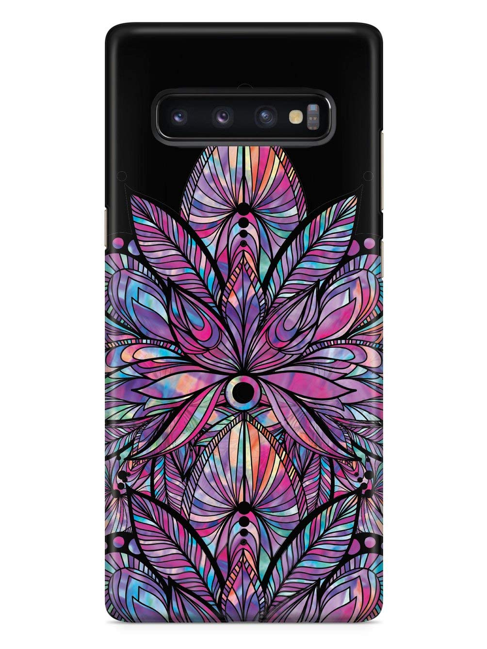 **Inspired Cases for Samsung Galaxy S10 Plus - 3D Textured Protective Phone Cover with Colorful Lotus Flower Design (Black) | Durable & Stylish for Everyday Use, Travel & Work**