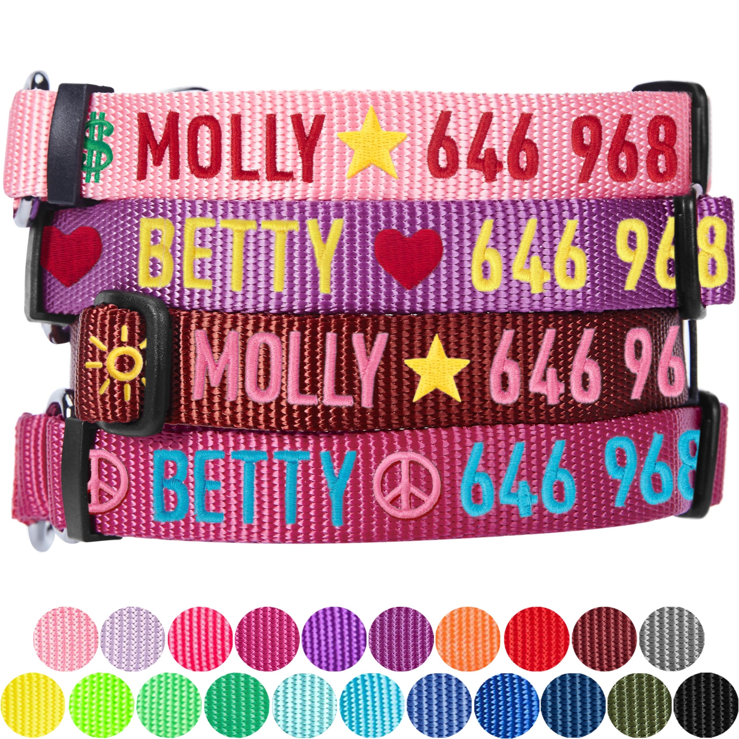 **Personalized Martingale Dog Collar - Adjustable Safety Training Collar with Embroidered Pet Name & Phone Number, Violet Blueberry, Medium | Ideal for Walks, Training & Pet Identification**