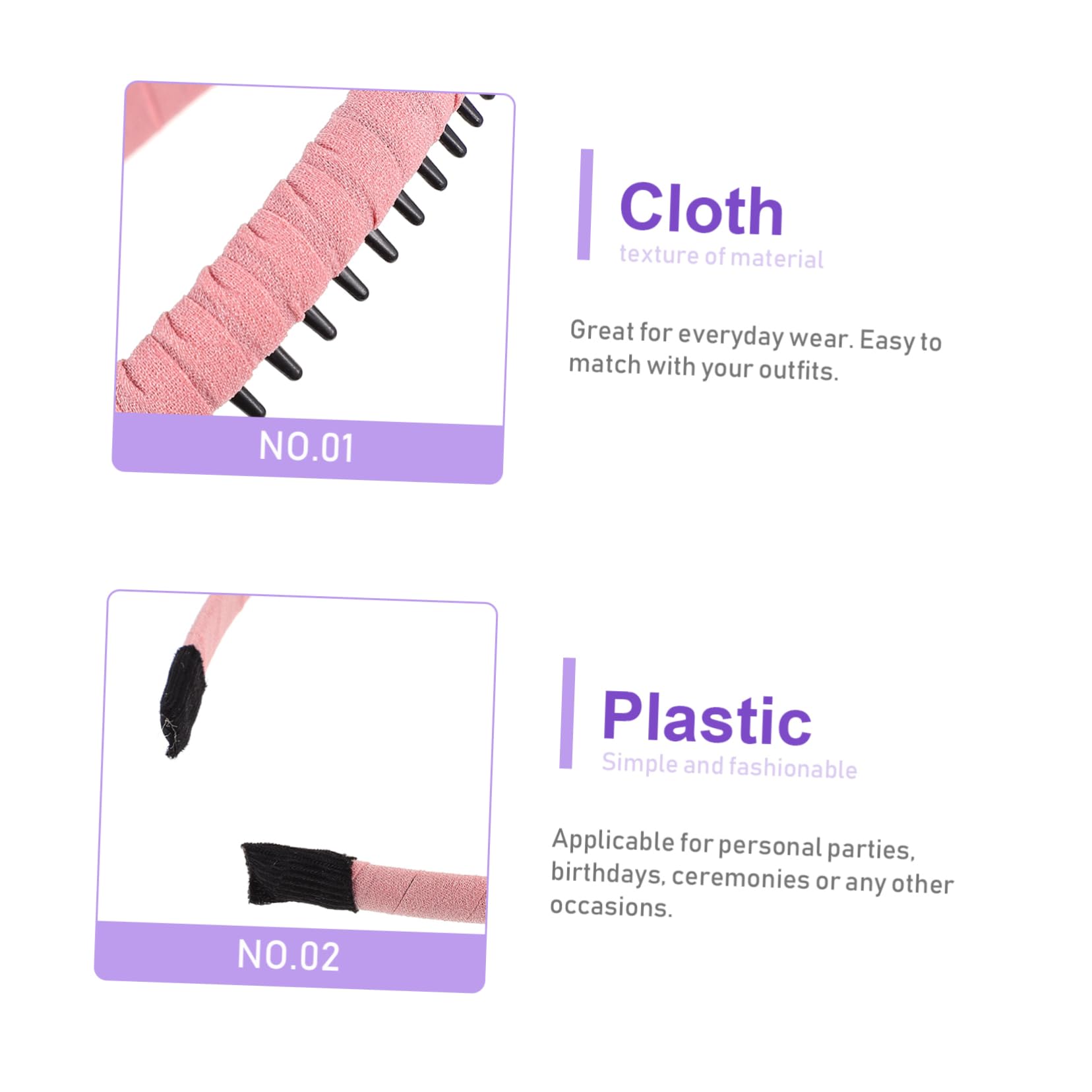 Beaupretty 2 Pack Non-Slip Teeth Comb Headbands for Women - Mixed Pattern Hair Clips & Curly Hair Accessories (8pcs x 2) - Perfect for Workouts, Yoga, Styling & Everyday Use