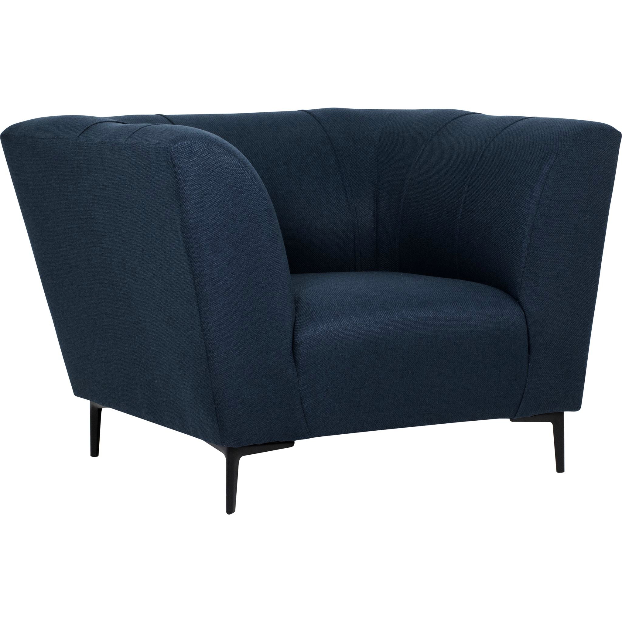 Bedford Chair Oslo Marino - Modern Accent Chair for Living Room, Bedroom & Office - Stylish Upholstered Lounge Chair with Wooden Legs