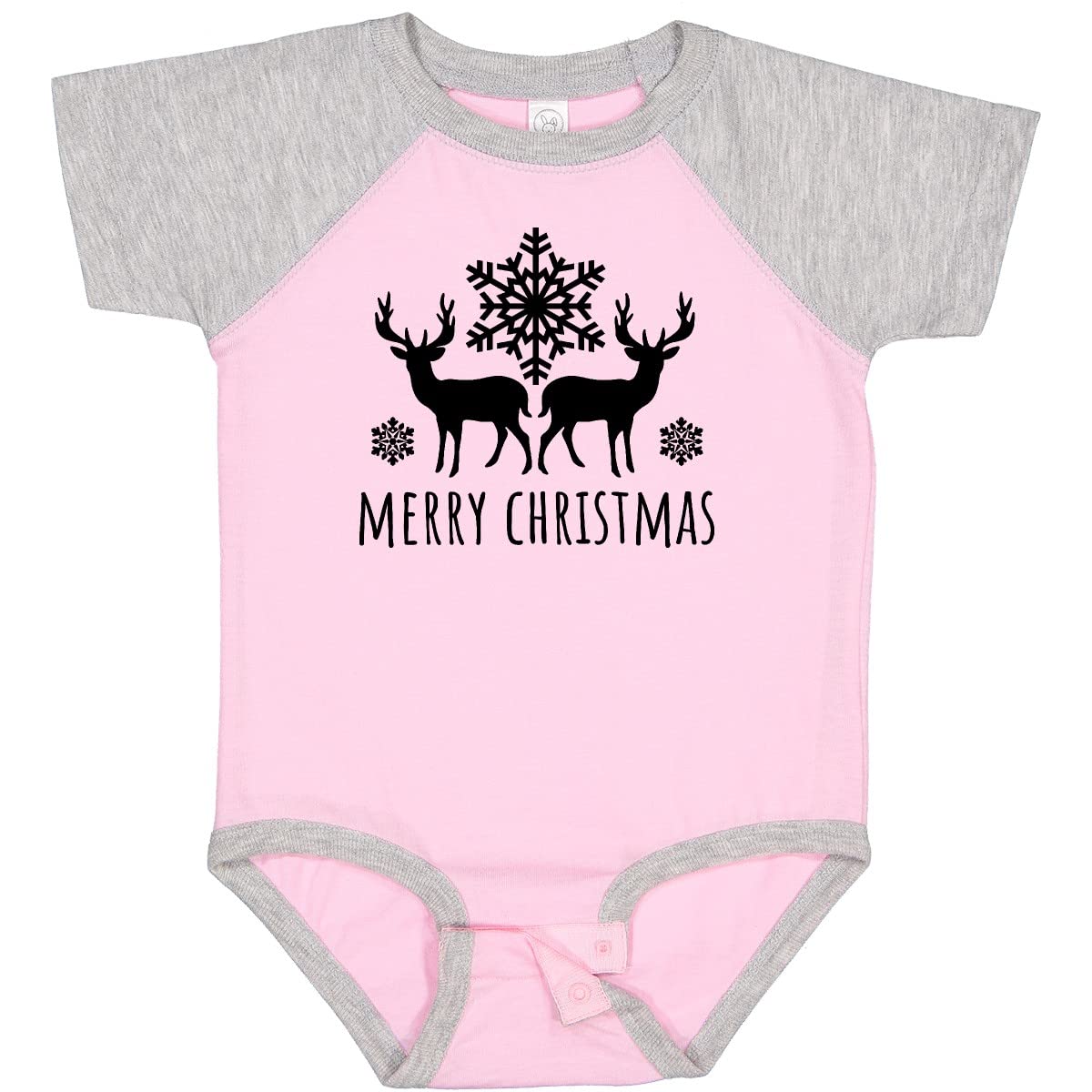 Inktastic Merry Christmas Black Reindeer Silhouette Baby Bodysuit - Cute Holiday Outfit for Infants & Toddlers - Perfect for Christmas Photos, Family Gatherings & Festive Celebrations