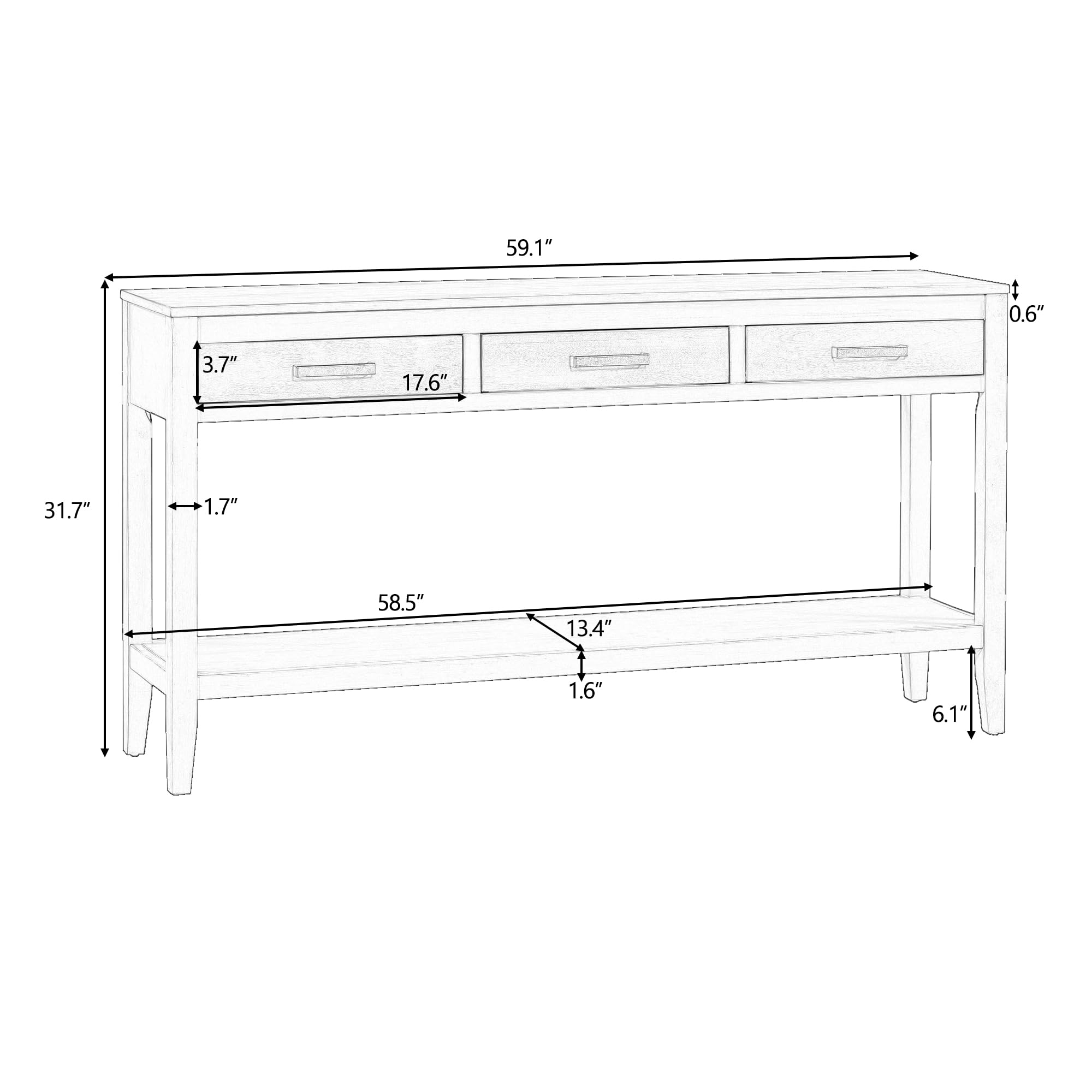 Modern Gray 3-Drawer Console Table with Shelf - Entryway Sofa Table for Hallway, Living Room, Foyer & Corridor - Perfect for Home Decor & Small Space Organization
