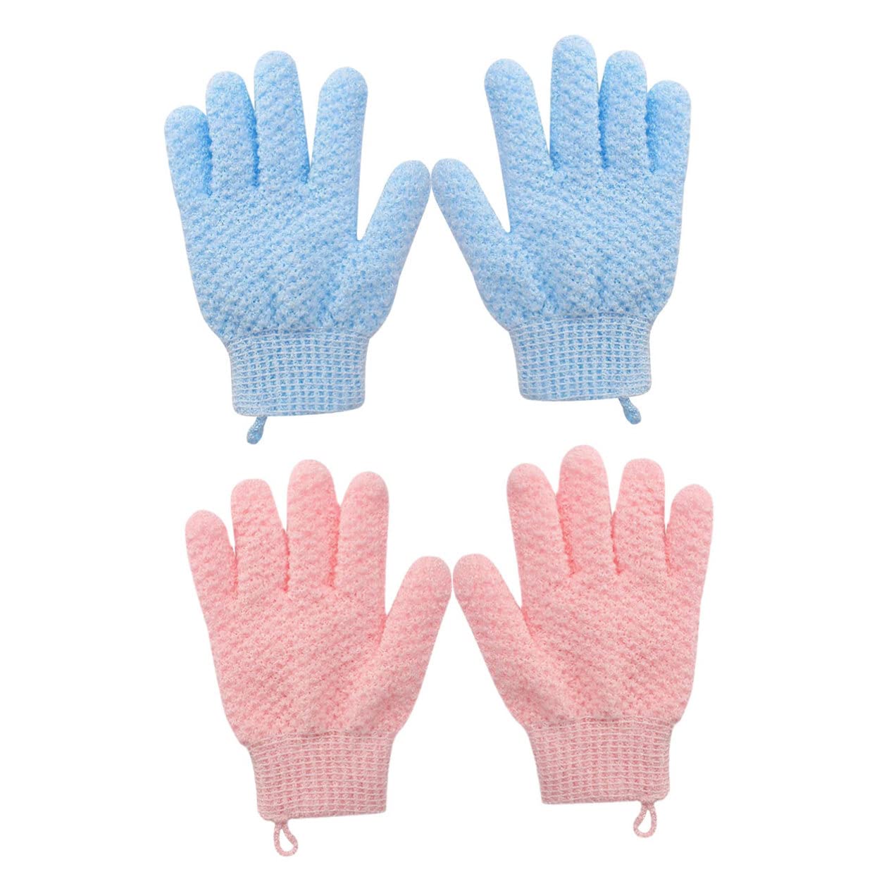 Healeved 4-Pack Exfoliating Bath Gloves for Shower & Spa - Body Scrub Mitts with Washable Loofah Texture, Dead Skin Remover for Smooth Skin - Perfect for Exfoliation, Pedicure & Sensitive Skin Care