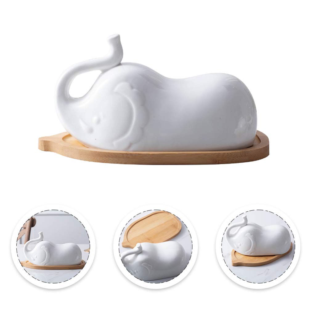 Hemoton 1 Set Ceramic Butter Dish with Lid - French Style Cake Plate, Appetizer Container, Bread & Cheese Serving Dish - Perfect for Kitchen, Dining Table & Party Decor (White)