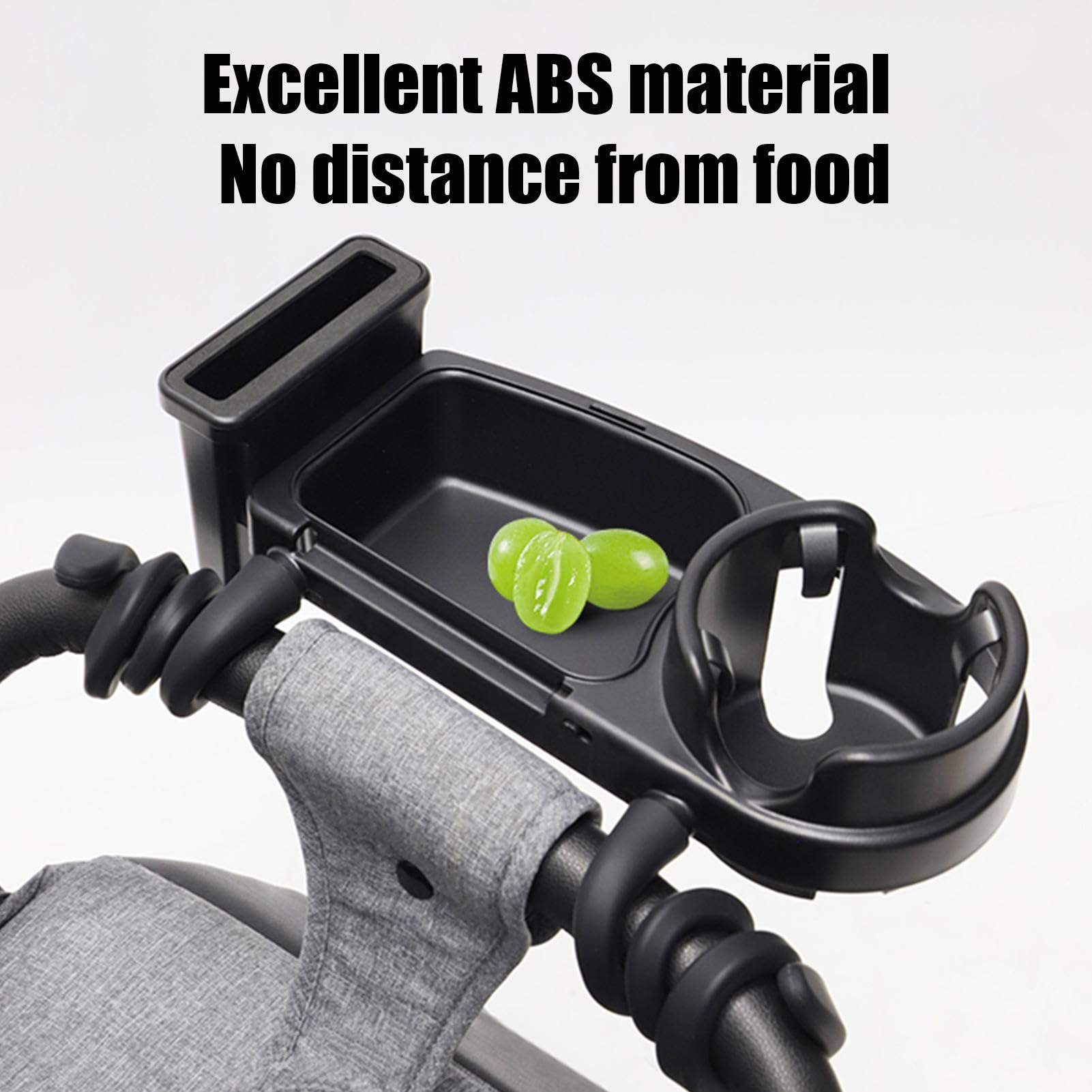 Universal Stroller Snack Tray with Cup Holder - Flexible Stroller Organizer for Snacks & Drinks | Perfect for On-the-Go Parents, Outdoor Walks & Traveling with Baby
