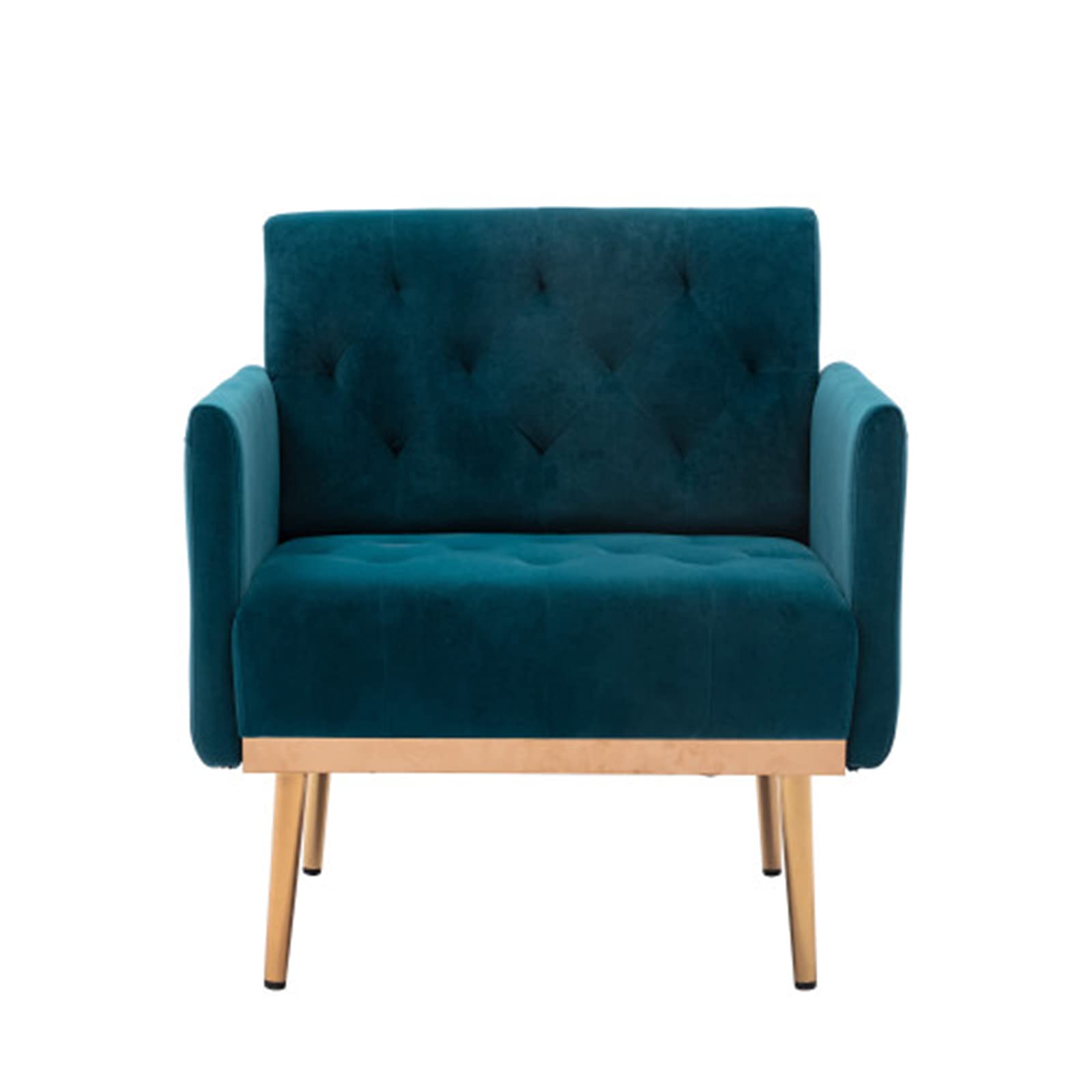 Square Velvet Accent Chair with Golden Metal Legs - Modern Single Sofa Chair for Living Room, Bedroom, Coffee Shop & Reception Area (Teal) | Perfect for Home Decor, Office Waiting Room & Cafe Seating