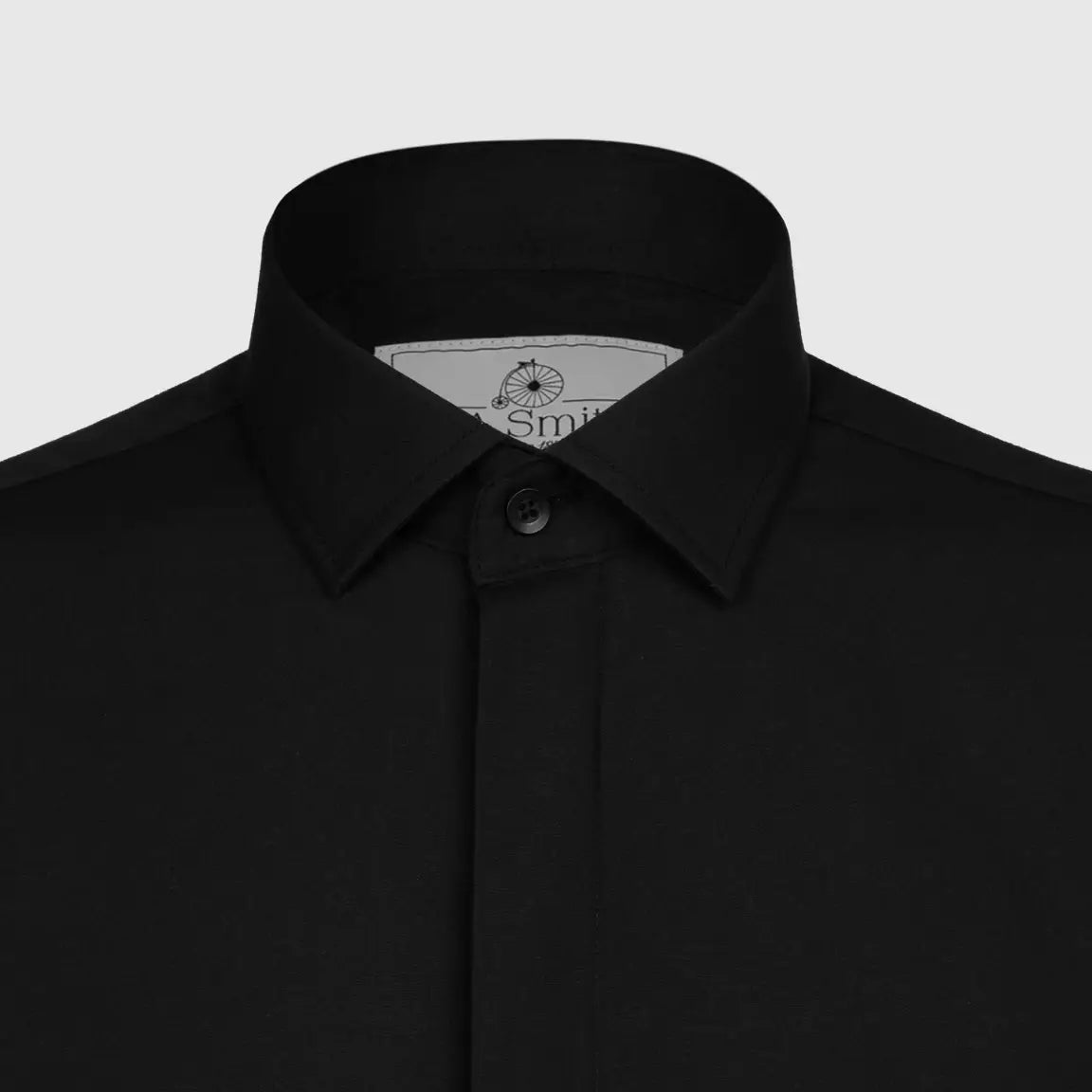 LA Smith Black Modern Fit Wing Collar Dress Shirt for Men - Premium Formal Wear for Business, Weddings & Special Occasions