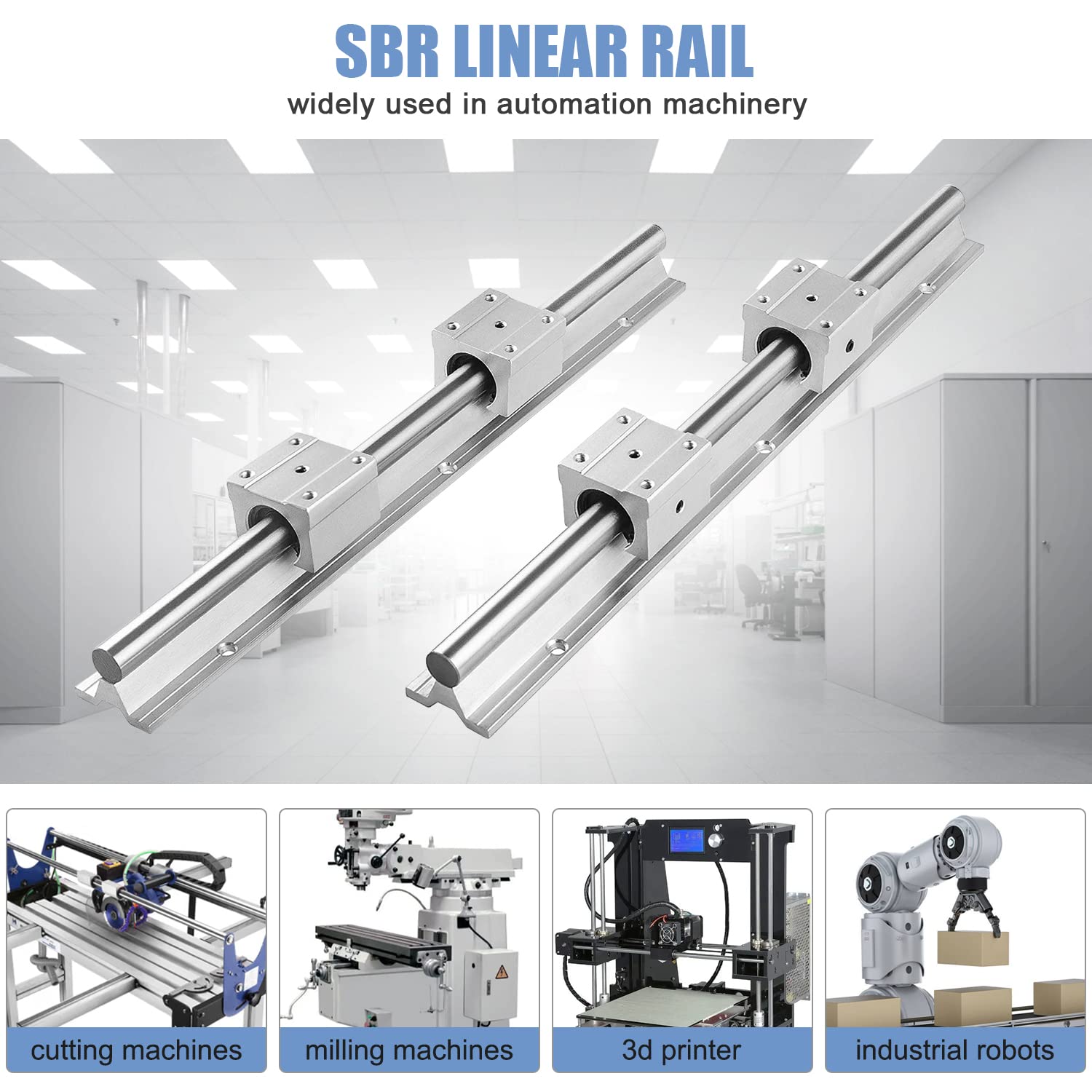 CNCCANEN SBR25 Linear Rail 1200mm with 4Pcs SBR25UU Bearing Blocks - High Precision Guide Rails for CNC Machines, 3D Printers, Laser Cutters & DIY Projects (T37P7052L136T) - Perfect for Smooth Motion Control in Automation & Robotics
