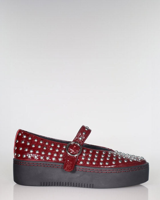 Minx Stanley Stud Dark Cherry Patent Leather Women's Casual Shoes - Perfect for Everyday Wear, Office & Outings