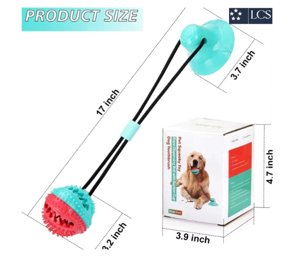 Interactive Dog Toys for Tug of War - Mental Stimulation & Teething Chew Toys for Puppies - Treat Dispensing Puzzle Ball for Small & Medium Dogs (Red+Turquoise) - Perfect for Indoor Play, Boredom Relief & Training Rewards