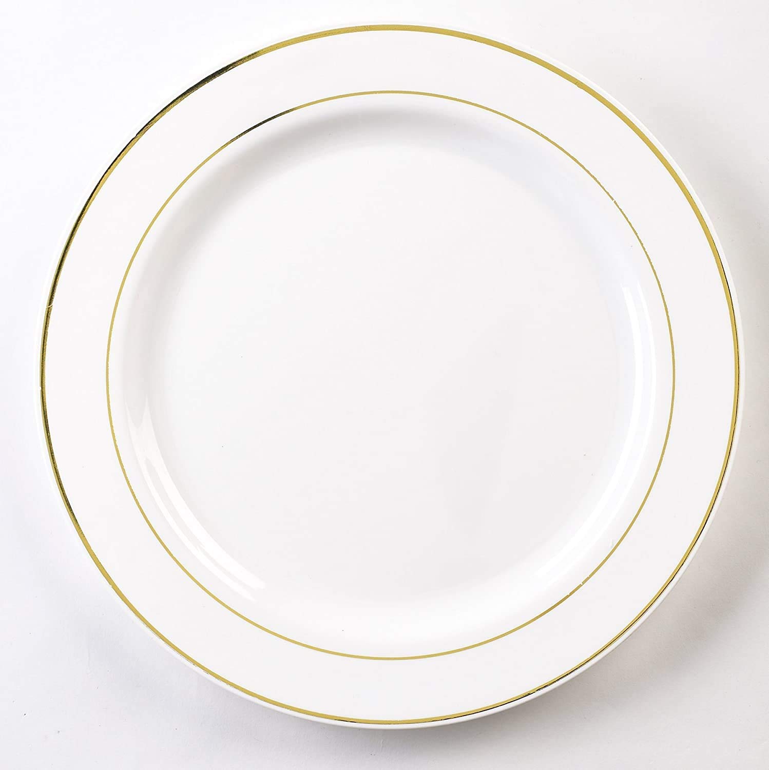 Koyal Glimmerware 10.25-Inch White and Silver Dinner Plates - Set of 120 - Elegant Tableware for Weddings, Parties, and Fine Dining