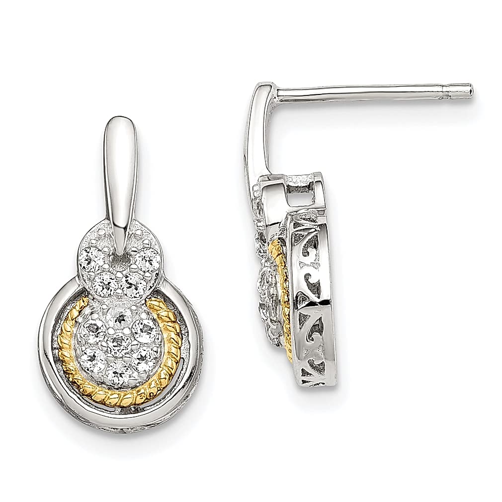 14K White Topaz Sterling Silver Drop Dangle Earrings for Women | Elegant Chandelier Stud Fine Jewelry | Perfect Birthday, Anniversary & Valentine's Day Gifts | Ideal for Weddings, Parties & Special Occasions