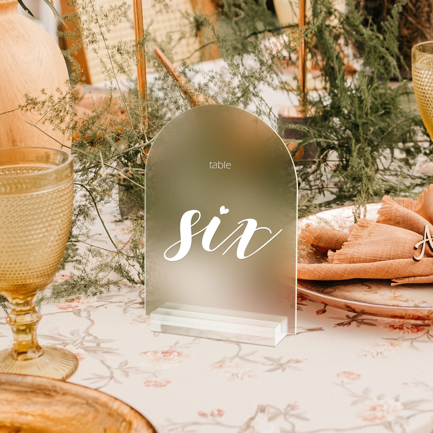 5x7 Inch Frosted Arch Acrylic Table Number Signs with Clear Stand - 10 Pack DIY Wedding Decoration for Reception, Anniversary & Party Decor