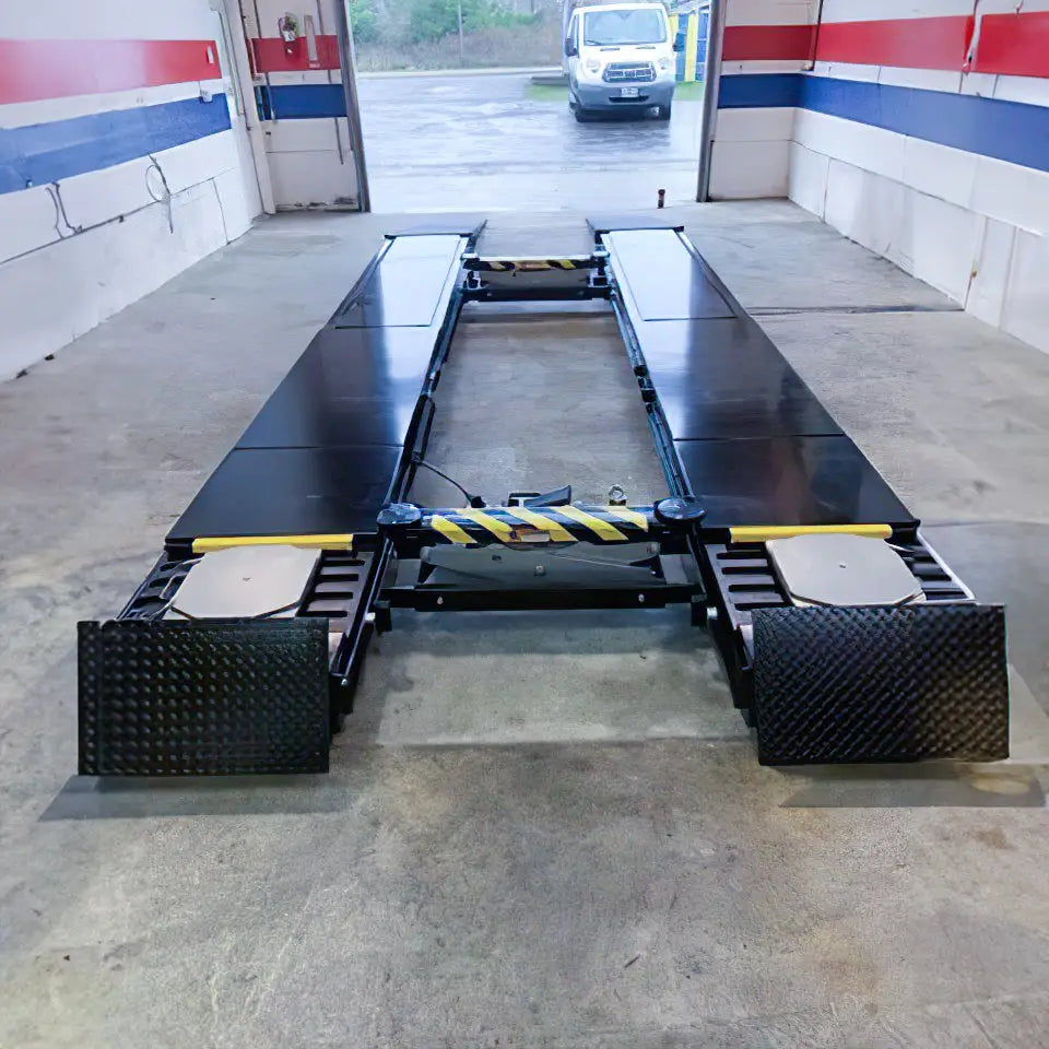 Challenger SX14 ER 14K Extended Scissor Alignment Lift with 2 Rolling Jacks - Surface Mount for Auto Repair Shops & Vehicle Maintenance