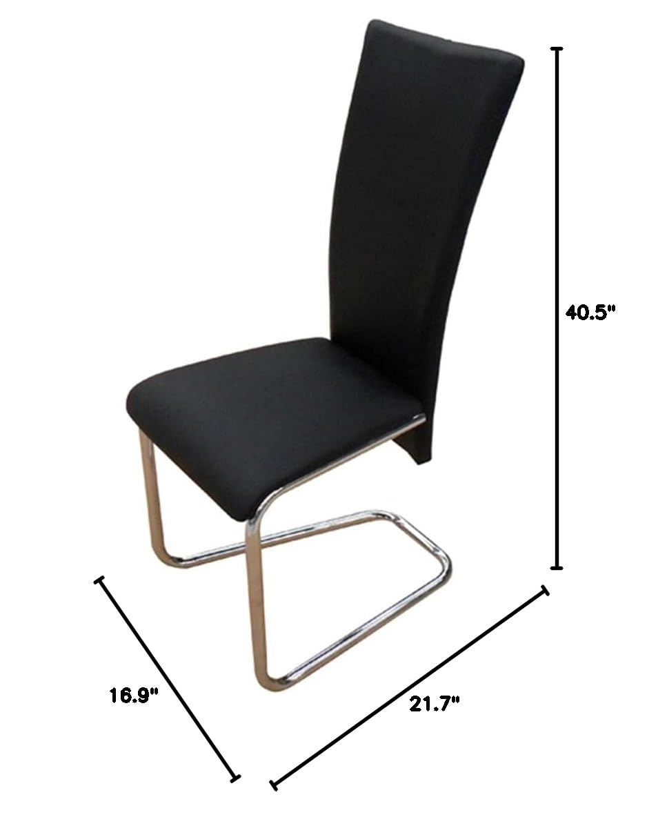 Modern High Back Dining Chairs Set of 2 - Black Faux Leather Upholstered Kitchen & Living Room Chairs - Perfect for Home, Office, and Restaurant Seating