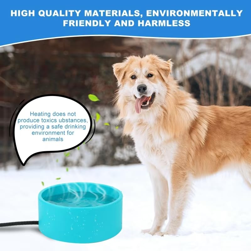 3.2L Heated Pet Water Bowl for Dogs & Cats - Outdoor Anti-Freeze Thermostatic Heated Dog Bowl for Winter - Large Heated Water Dish for Chicken, Duck, Goose, Rabbit - Perfect for Backyard, Kennel, and Farm Use